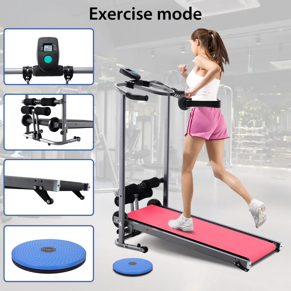 FUFU GAGA 4 in 1 Multi Functional Folding Manual Treadmill LED