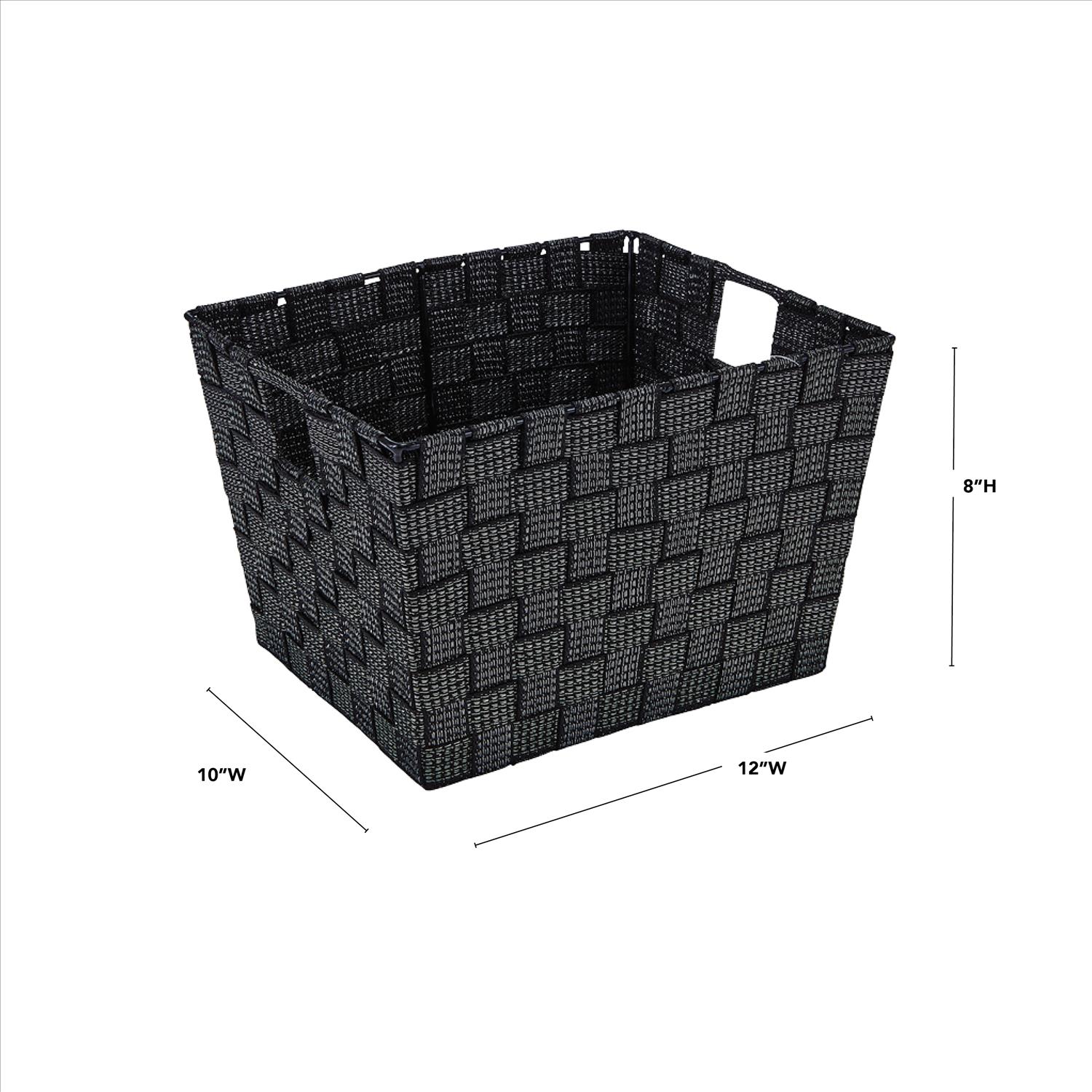 Medium Waste Baskets, Black Garbage Cans (11.6 x 11.1 x 7.87 in, 5 Pack)