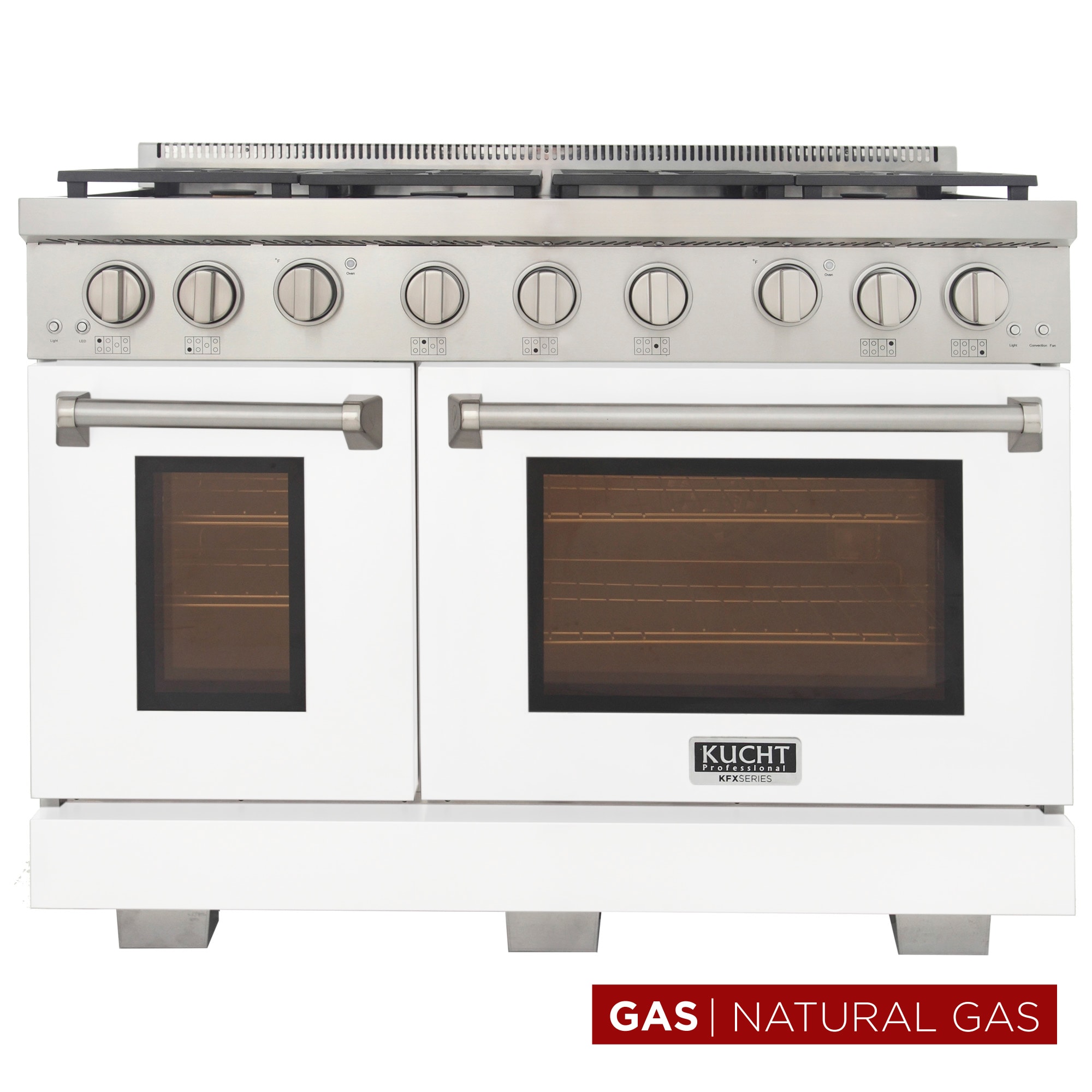 Kucht KFX4800X-W 48-in 7 burners 4.2-cu ft / 2.5-cu ft Convection Oven Freestanding Double Oven Gas Range ( White )
