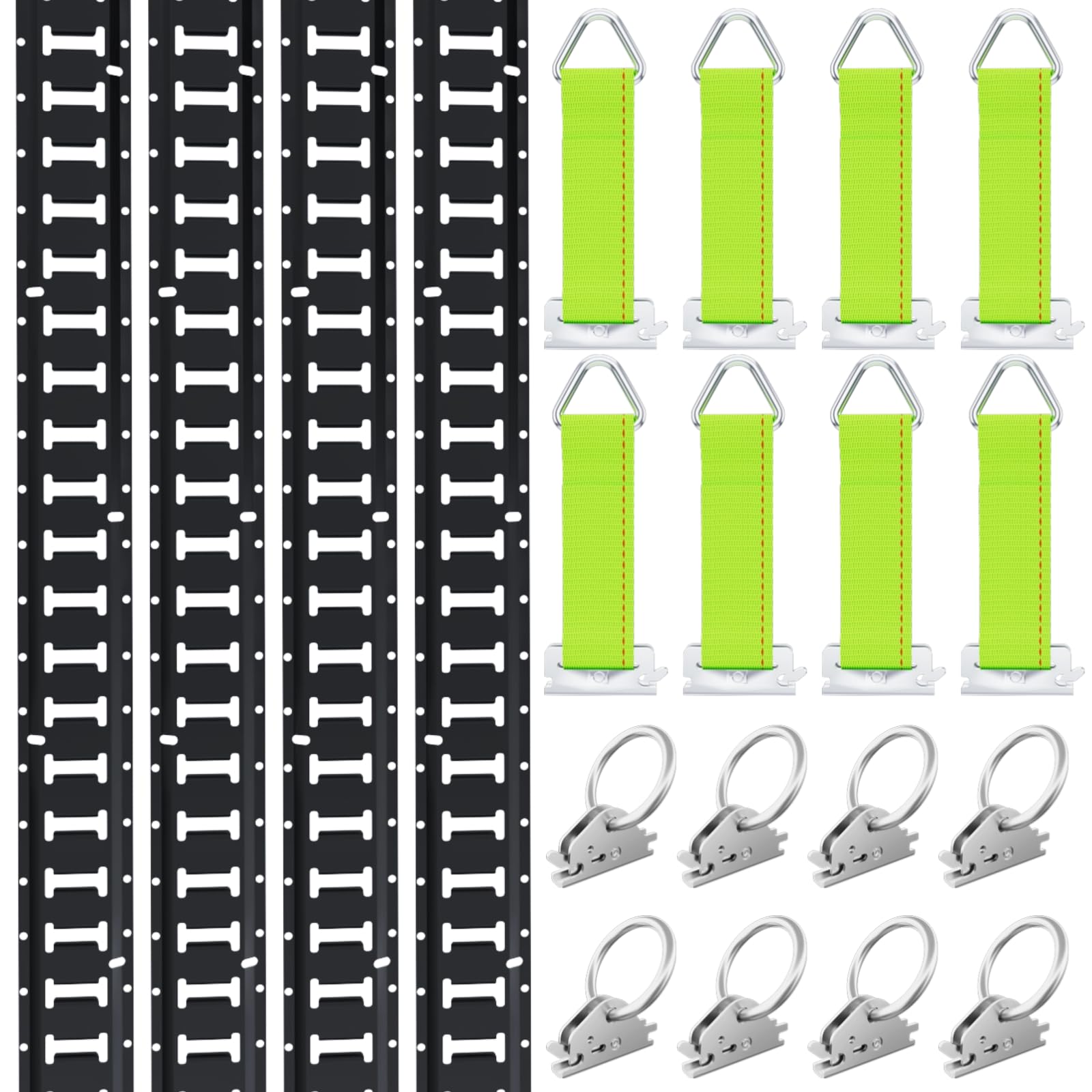 Etokfoks  20 Piece 7 7ft Steel E Track Tie Down Rail Kit with O Rings Tie Offs D Rings End Caps for Cargo Motorcycles