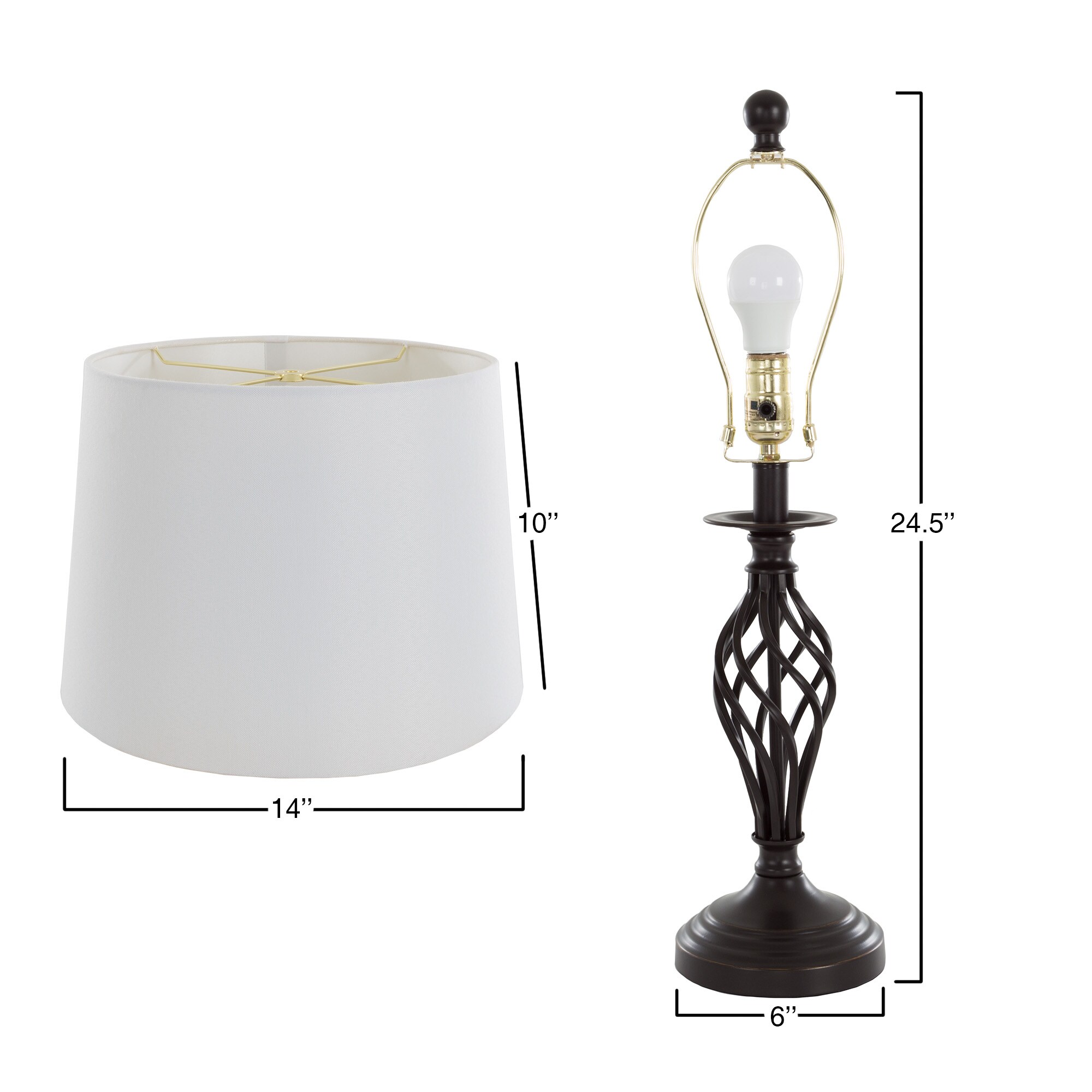 Hastings Home Set of 2 Oil-Rubbed Bronze Table Lamps 24.5-in White