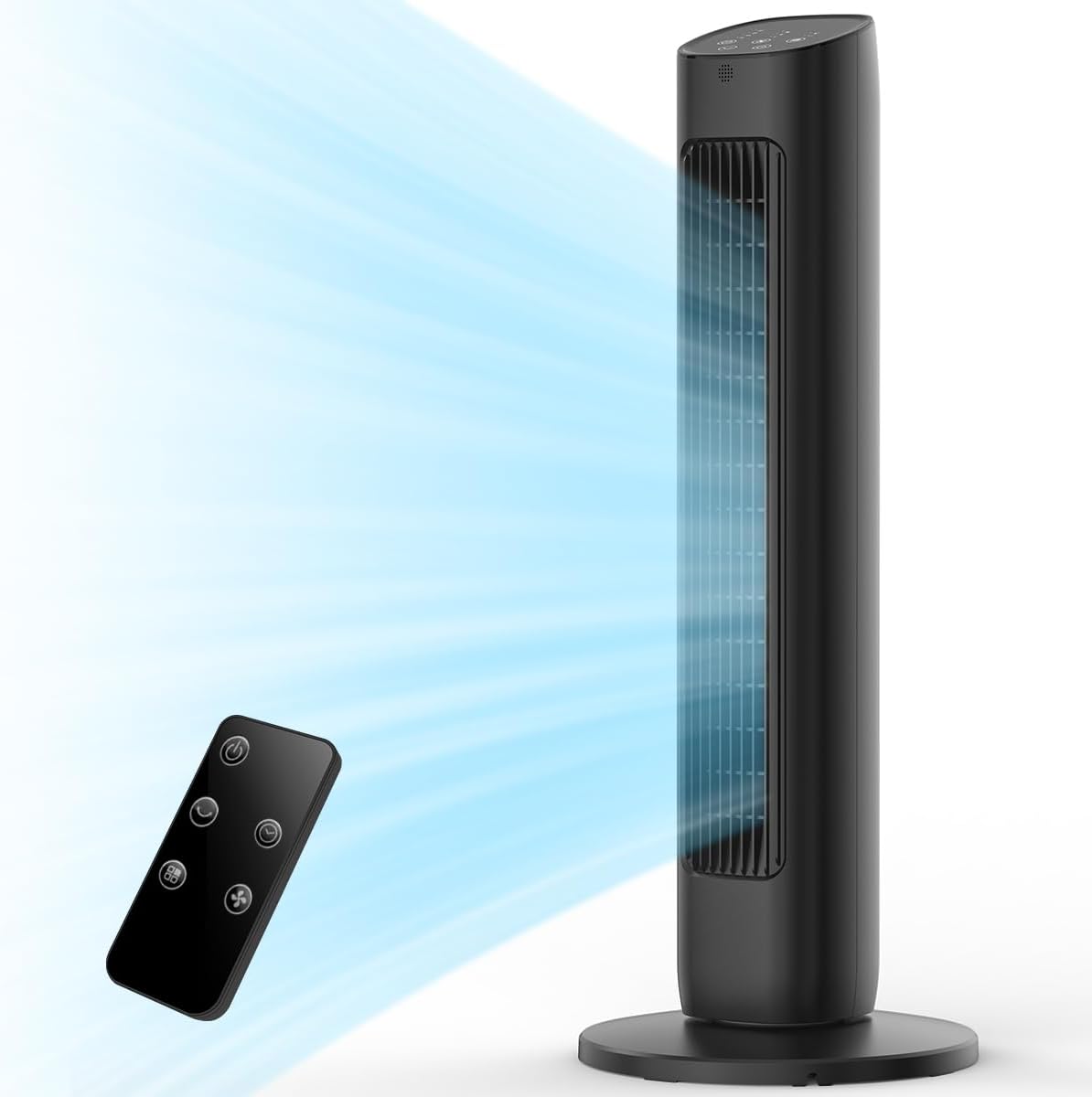 R.W.FLAME  Electactic 31 Inch Tower Fan with Remote Control 3 Speeds 3 Modes 15 Hour Timer 85 Degree Oscillation Bladeless Quiet Cooling Fan for Bedroom and Office