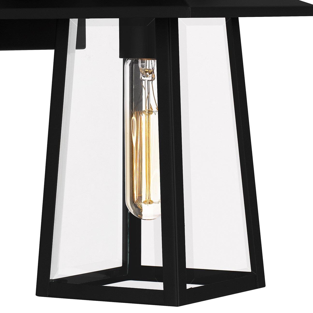 Devonport Matte Black Steel Outdoor Wall Lantern with Clear Glass