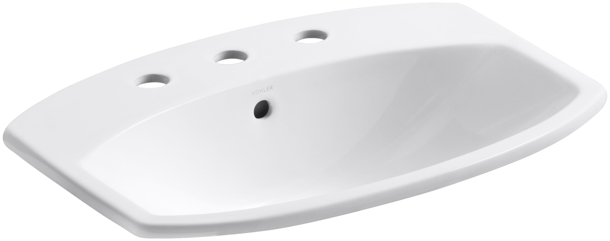 KOHLER 2351-8-0 Cimarron White Drop-In Rectangular Traditional Bathroom Sink (23-in x 18.1875-in)