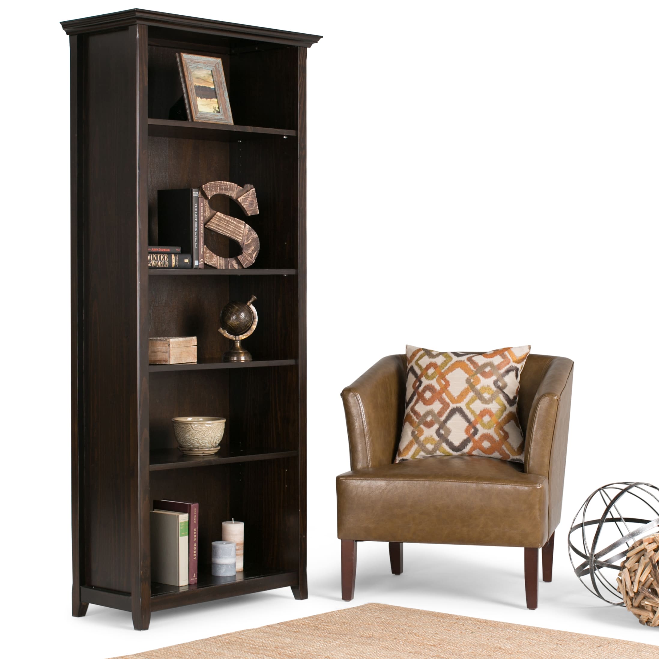 Amherst 70" Hickory Brown Adjustable Wood Bookcase