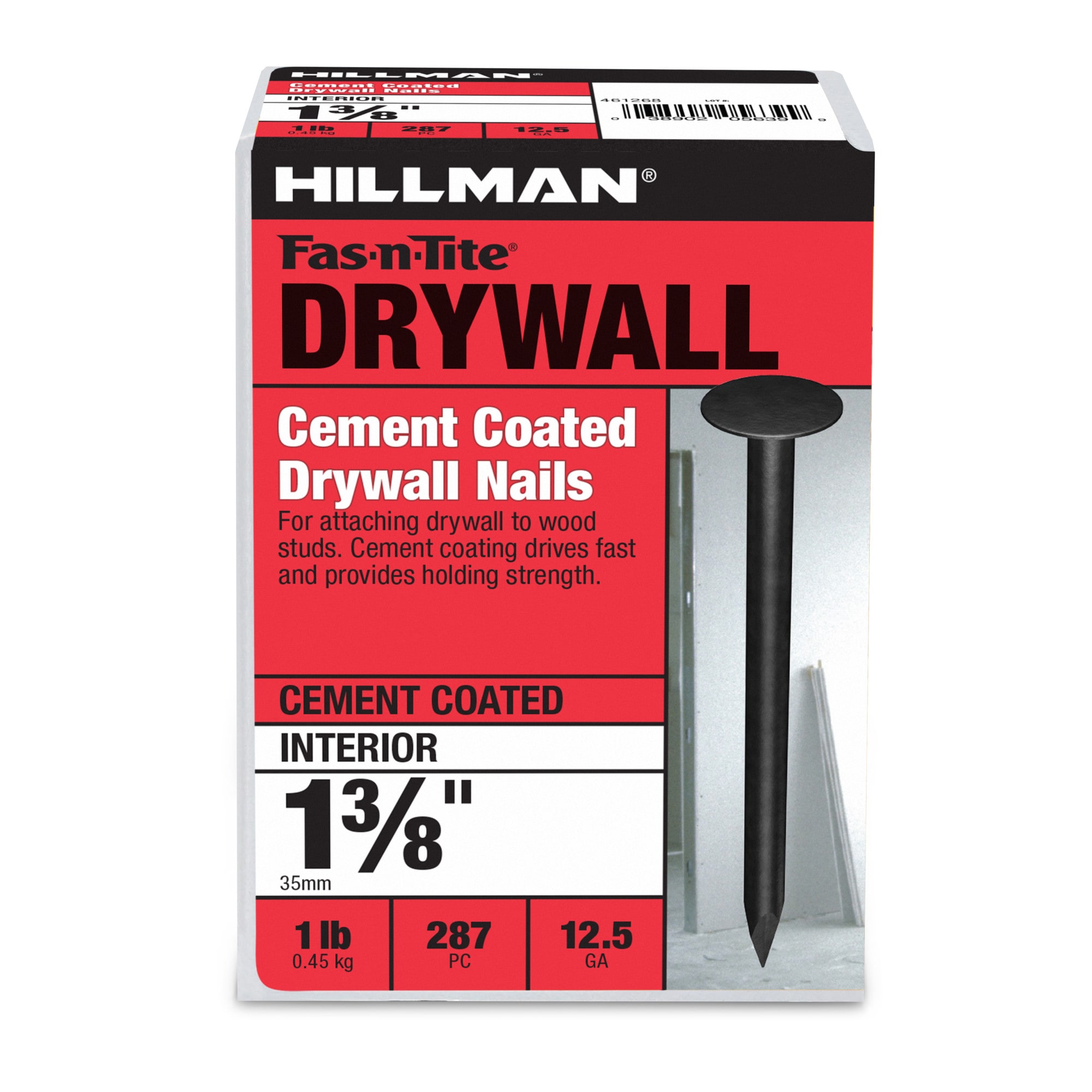 Fas-n-Tite 1-3/8-in 12.5 -Gauge Coated Smooth Shank Drywall Nails 287 -Per Box