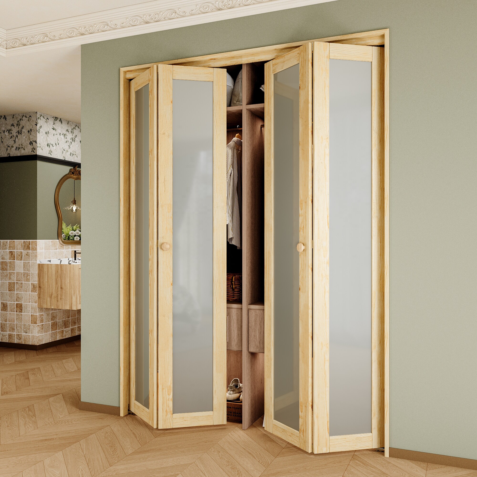 JUJUBON IN-CD-BIPW-1L-BF-60 Bifold-Sliding-Closet-Doors - View #14