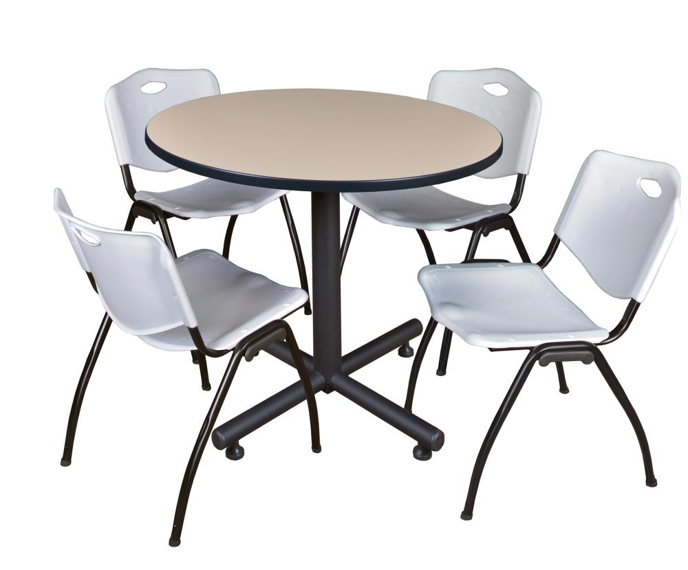 Regency TKB42RNDBE47GY Breakroom Off-White 4-Person Training Table (42-in W x 29-in H)