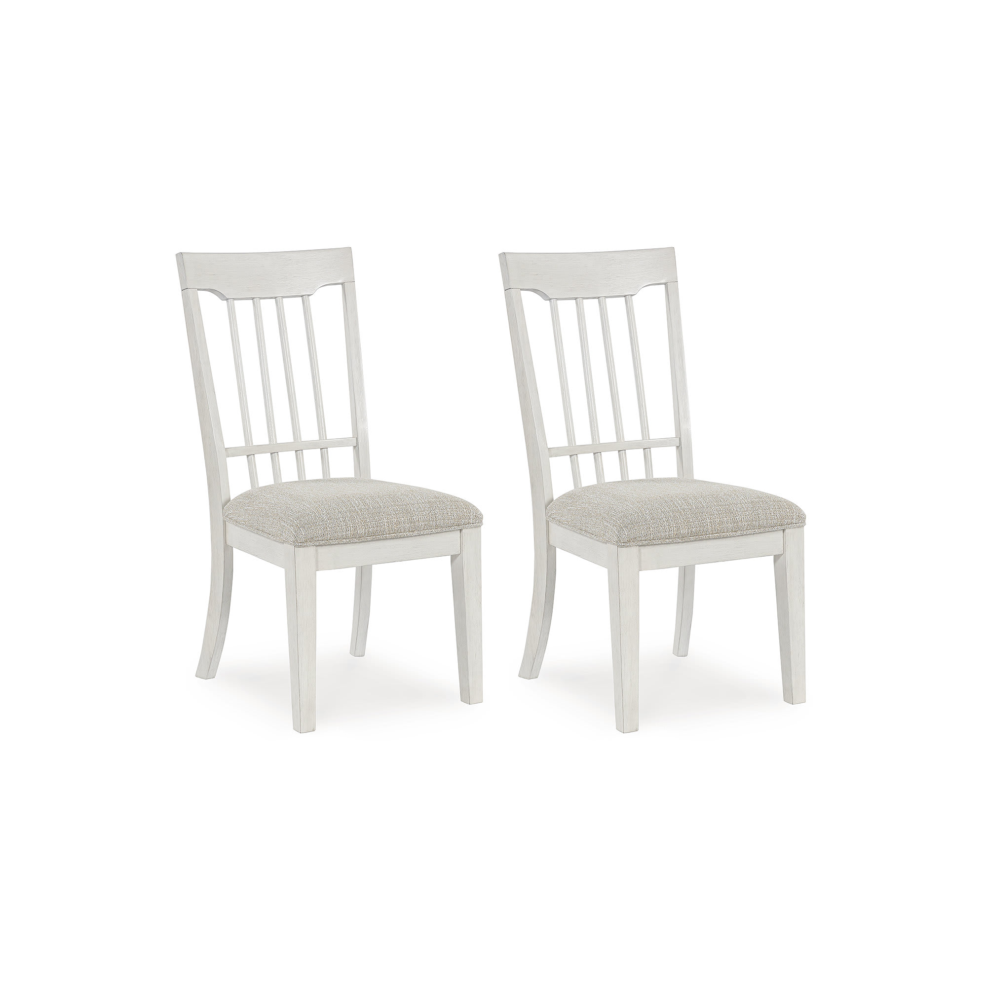 Signature Design by Ashley D683-02 Shaybrock Antiqued White Spindle Back Dining Chair with Light Gray Next Gen Nuvella Upholstery