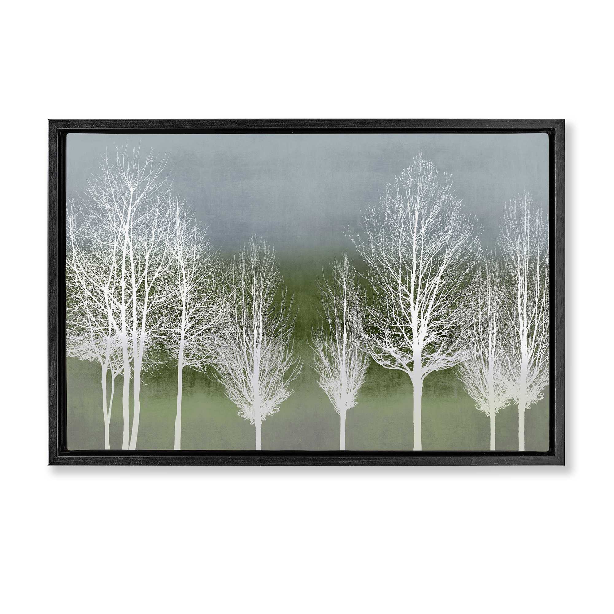 Stupell Industries BS-565-FFB-16X24 White Tree Impressions Black Framed Floater Canvas Wall Art By Kate Bennett 25 x 17