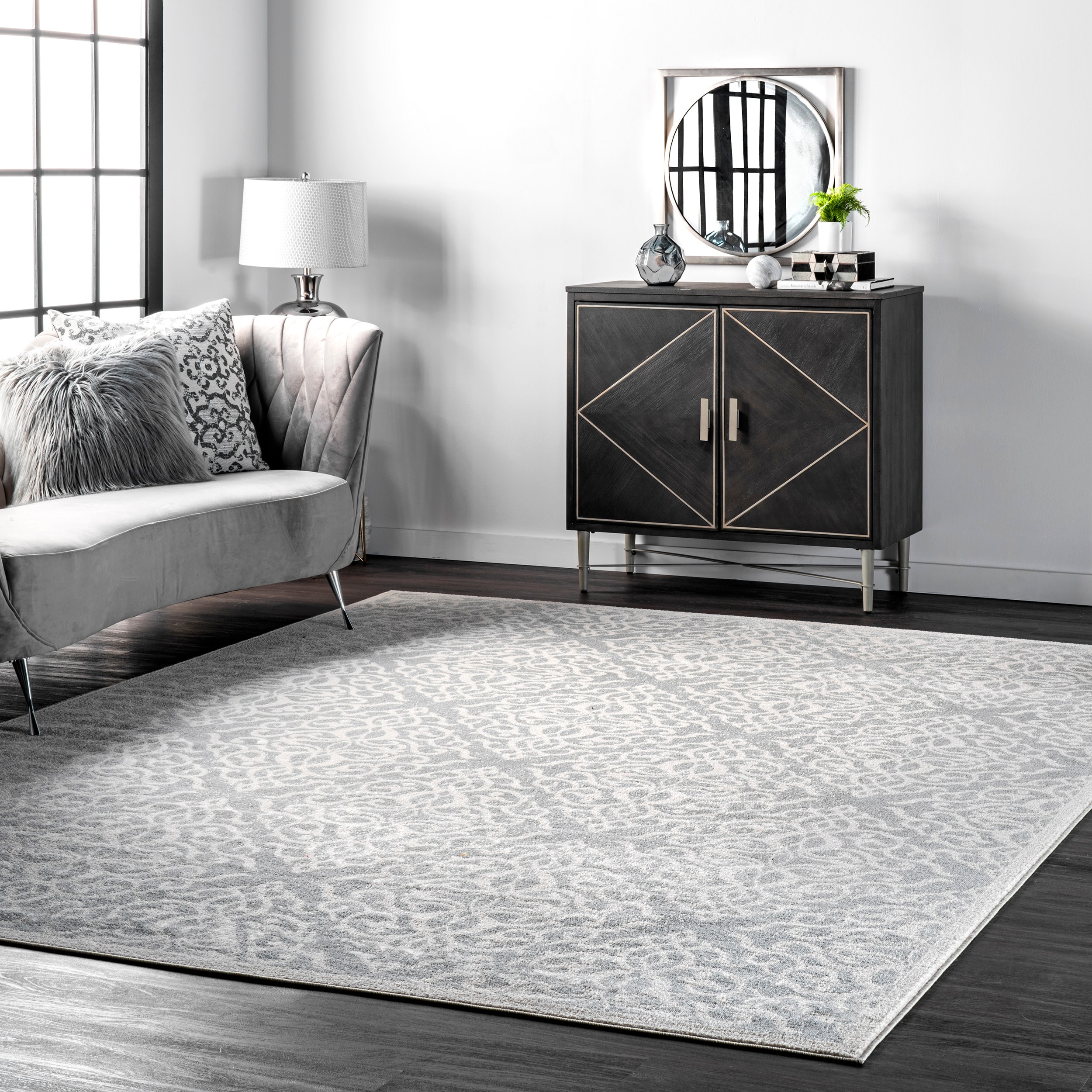 nuLOOM RZBD11A-S808 8 x 8 (ft) Loomed Polypropylene Gray Square Indoor Distressed/Overdyed Vintage Area rug