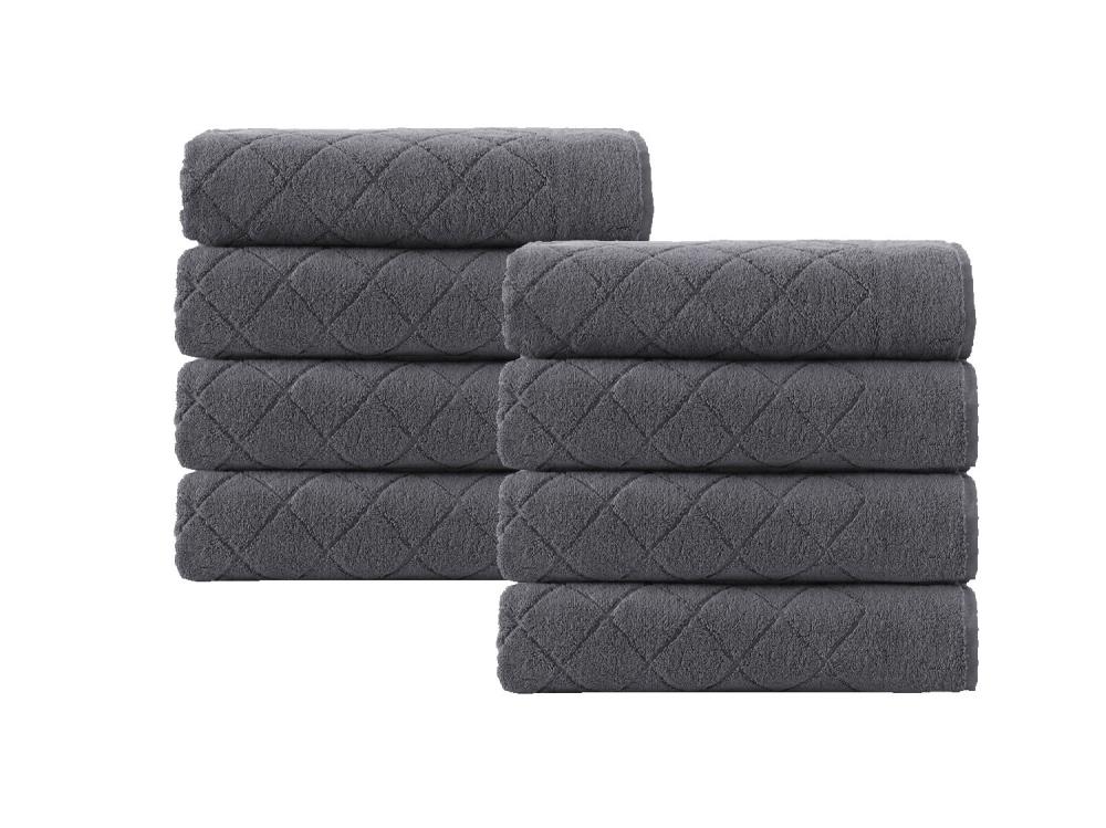 Enchante Home Gracious Turkish Cotton Hand Towel Set of 8 - Anthracite (Grey)