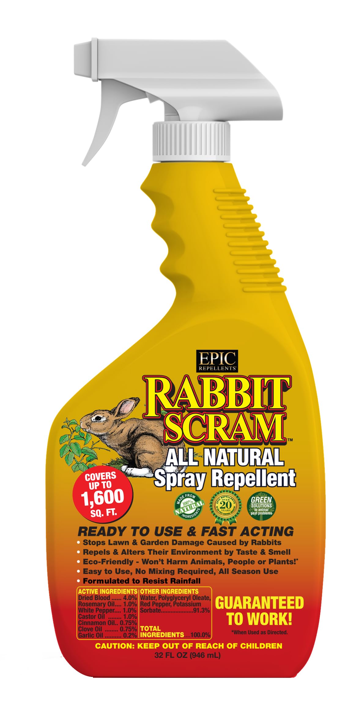 EPIC Rabbit Scram All Natural Granular Repellent - All-Natural Animal People and Pet Safe Granule from  Repellents (32 Fl Oz RTU)