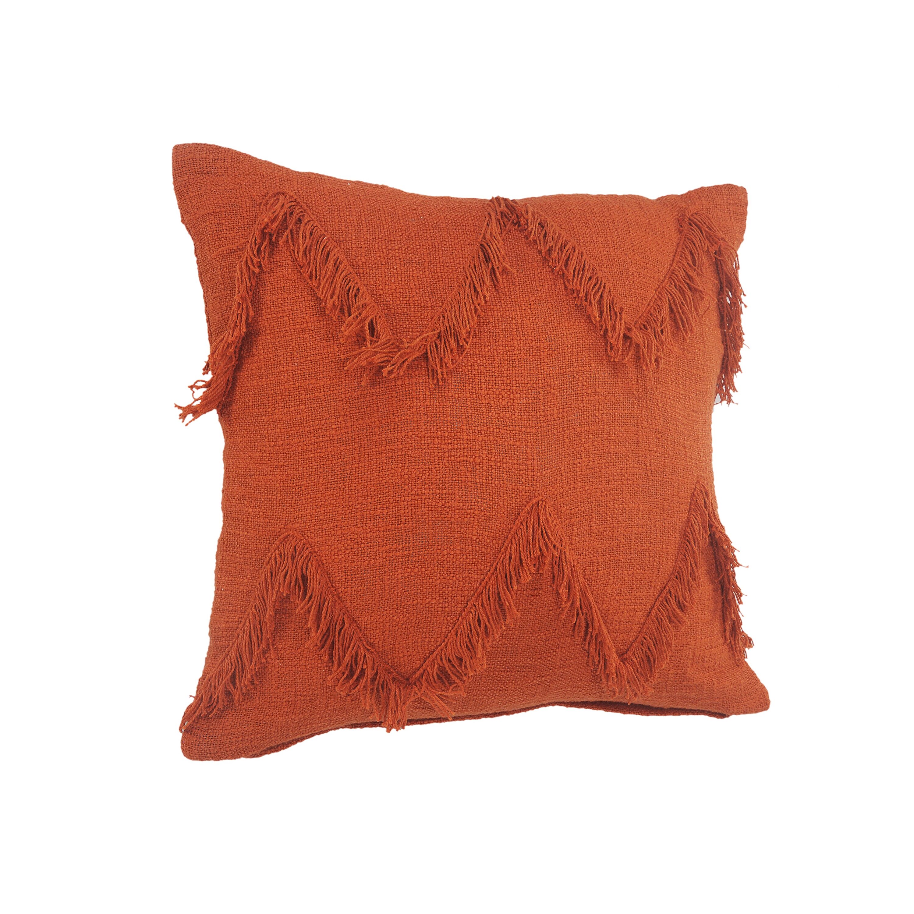 Cinnamon Chevron Shag Square Throw Pillow, 20" x 20"