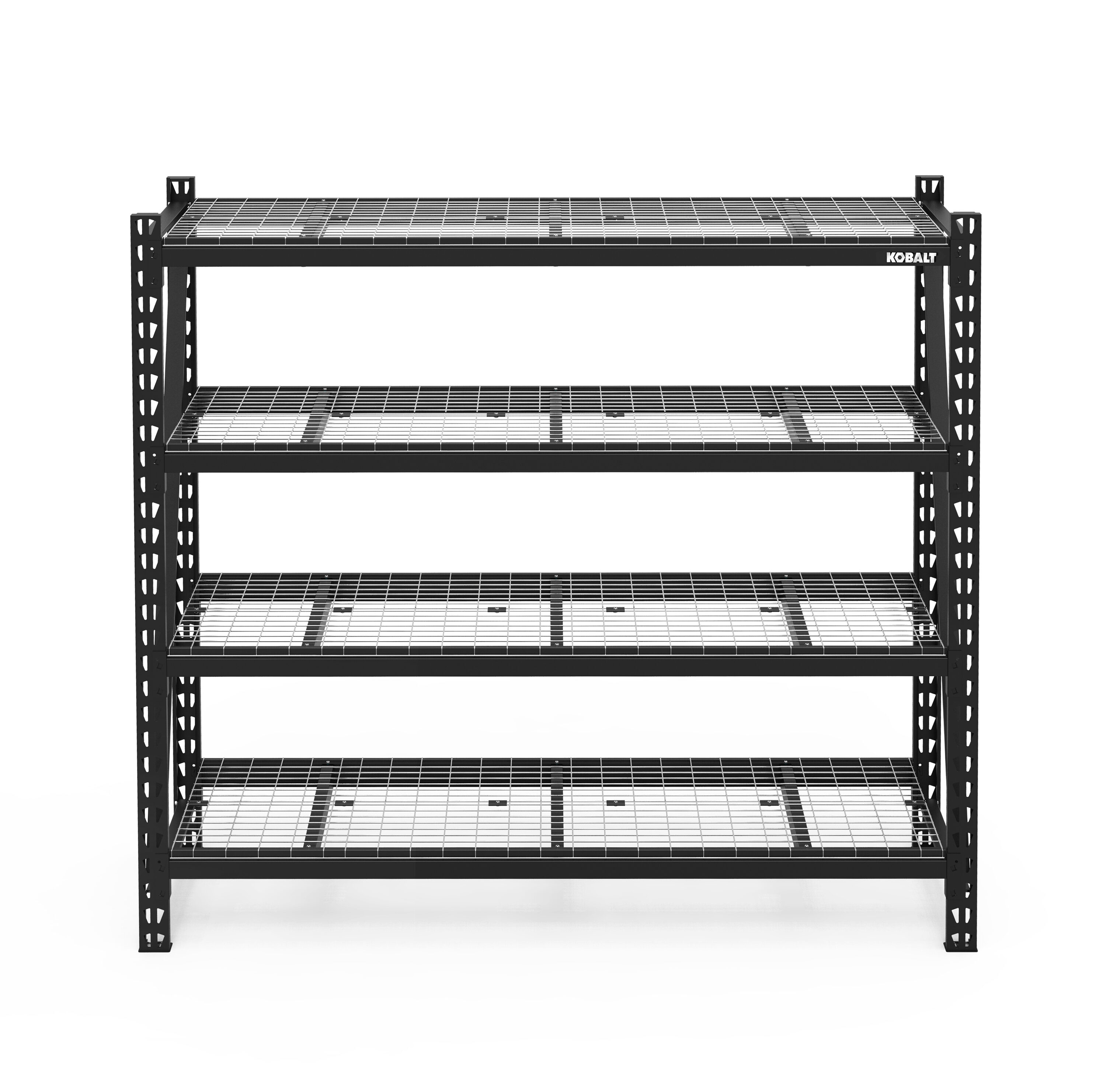 Bolted Steel Heavy Duty 4-Tier Utility Shelving Unit (77-in W x 24-in D x 72-in H), Black, (1500-lb Capacity Per Shelf) | - Kobalt 19017