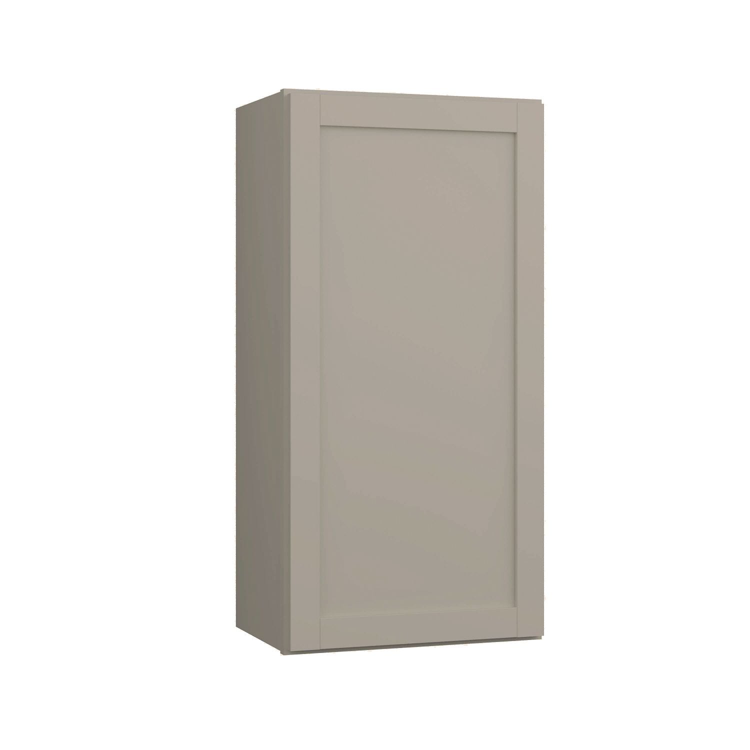 Project Source W1836RG Burlington 18-in W x 36-in H x 12-in D Gray Wall Fully assembled Cabinet (Recessed Panel Shaker)