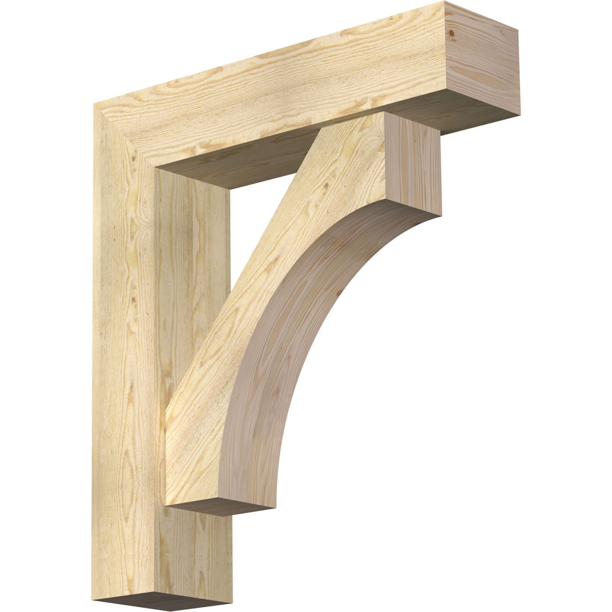 Ekena Millwork 1464590 Westlake Block Rough Sawn Bracket with Offset Brace 8-in x 32-in x 36-in Douglas fir Brown Wood Standard bracket