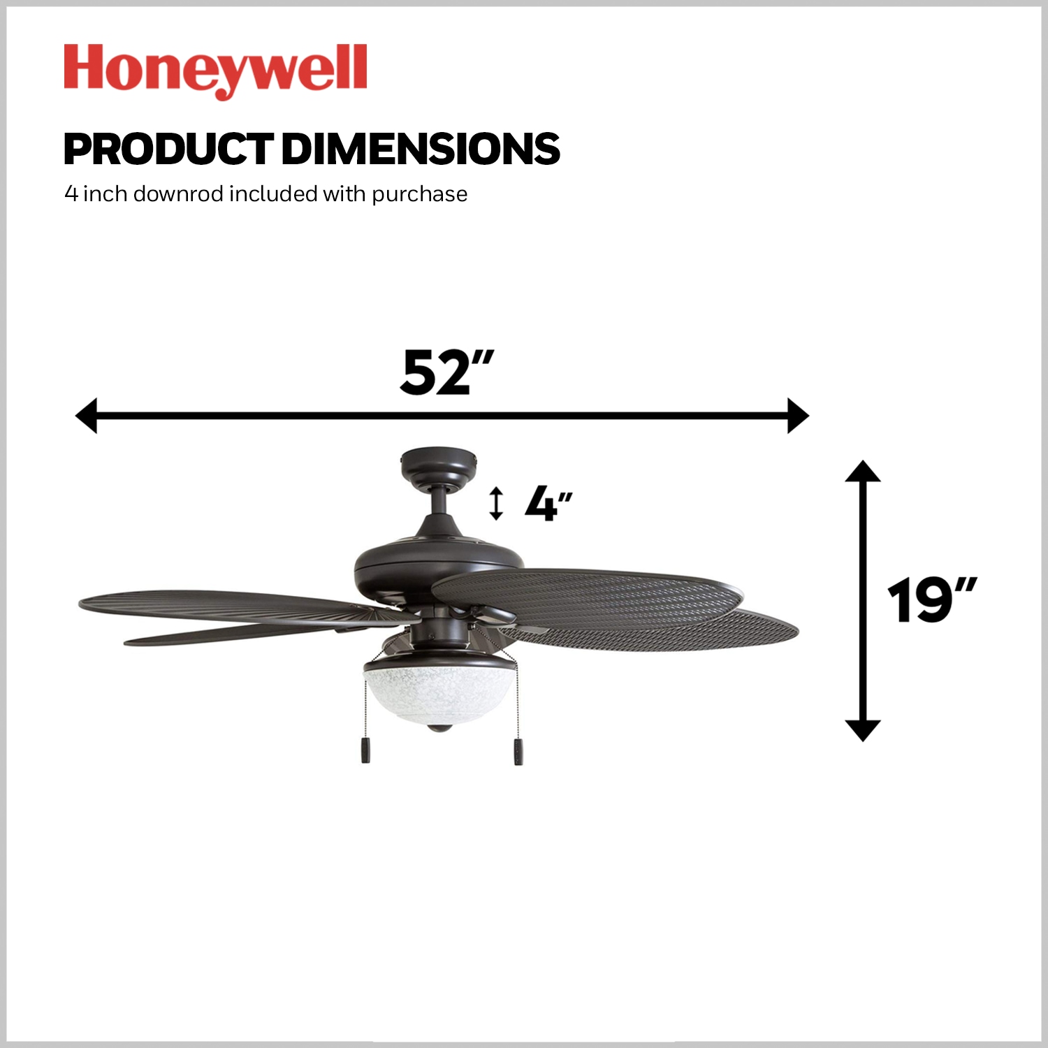 Bronze 52-Inch Tropical Indoor/Outdoor Ceiling Fan with LED Light