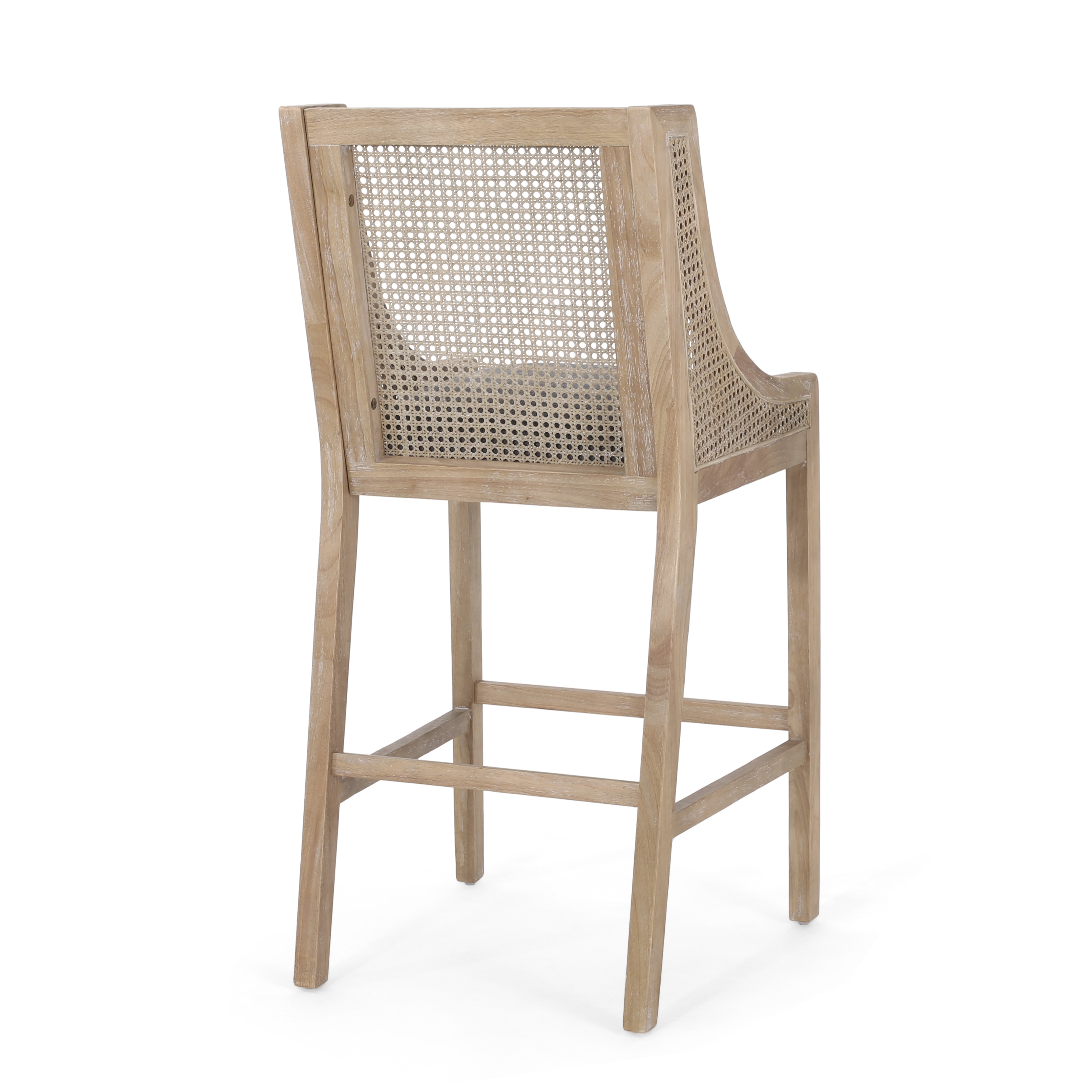 Charcoal and Natural Wood Cane Back 30" Barstools, Set of 2