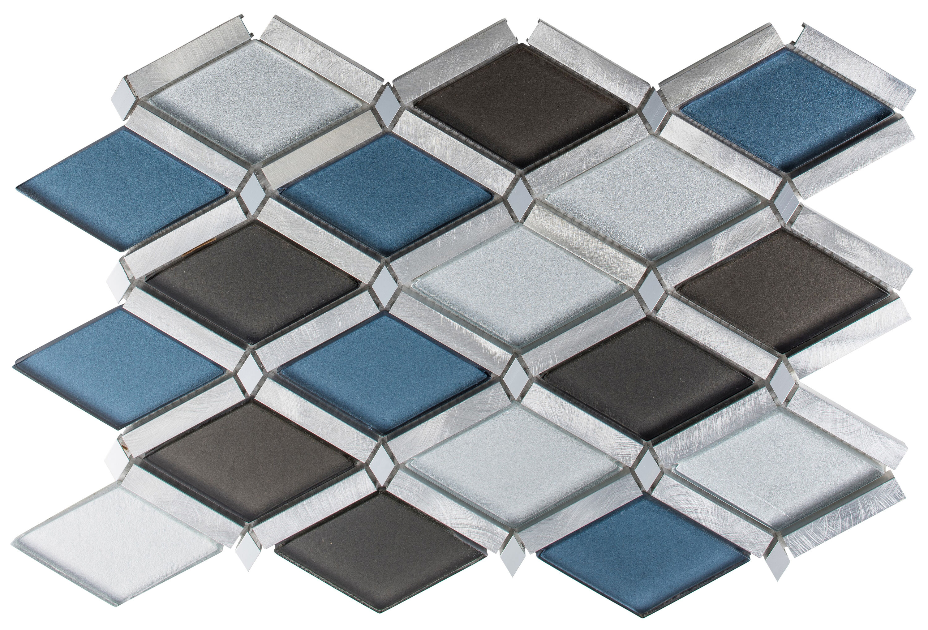Andova Tiles ANDGEO393 GEOM Marina 10-in x 13-in Polished Glass/Metal Patterned Mosaic Floor and Wall Tile (0.9-sq. ft/ Piece)