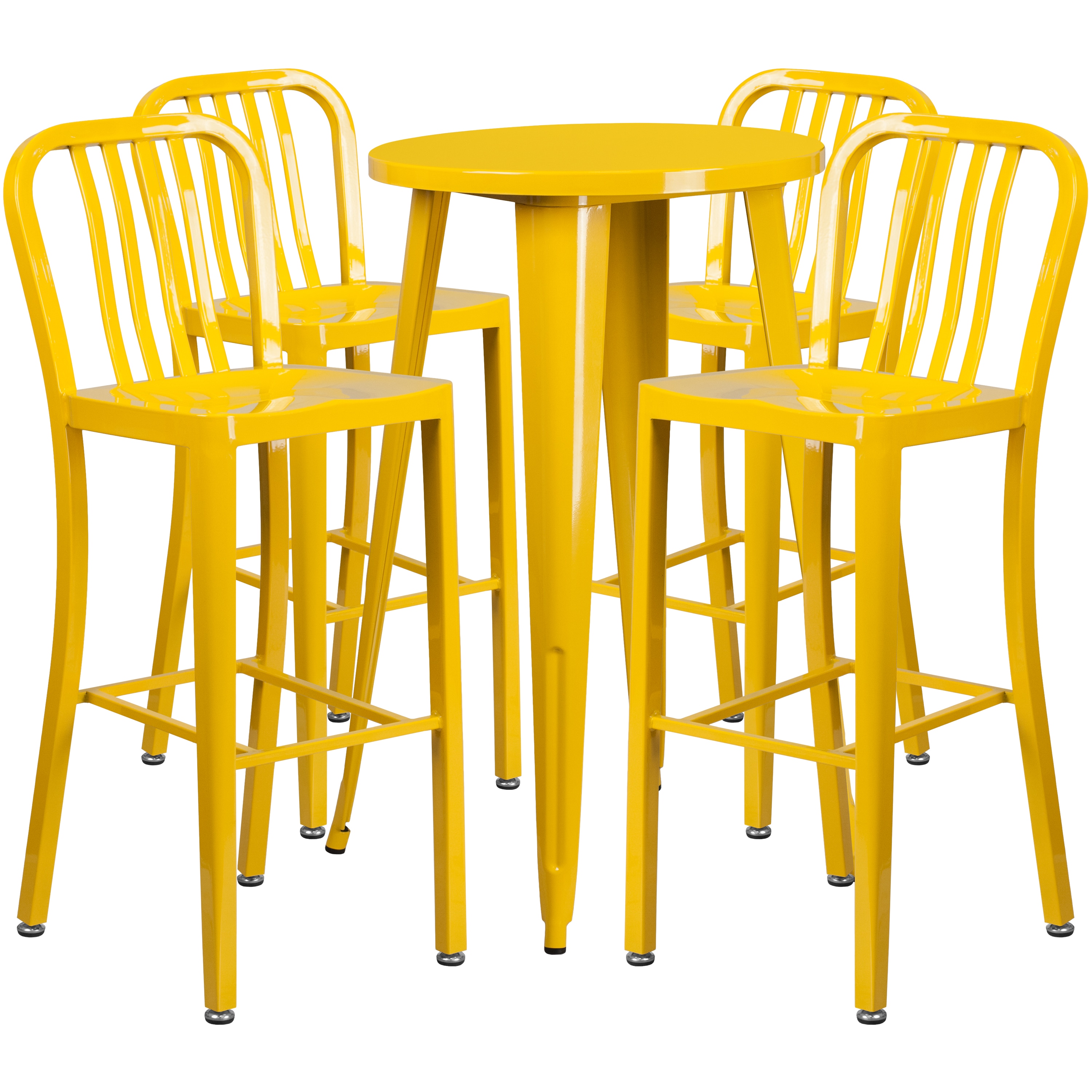 Flash Furniture 889142081524 Yellow Contemporary/Modern Dining Room Set with Round Table (Seats 4)