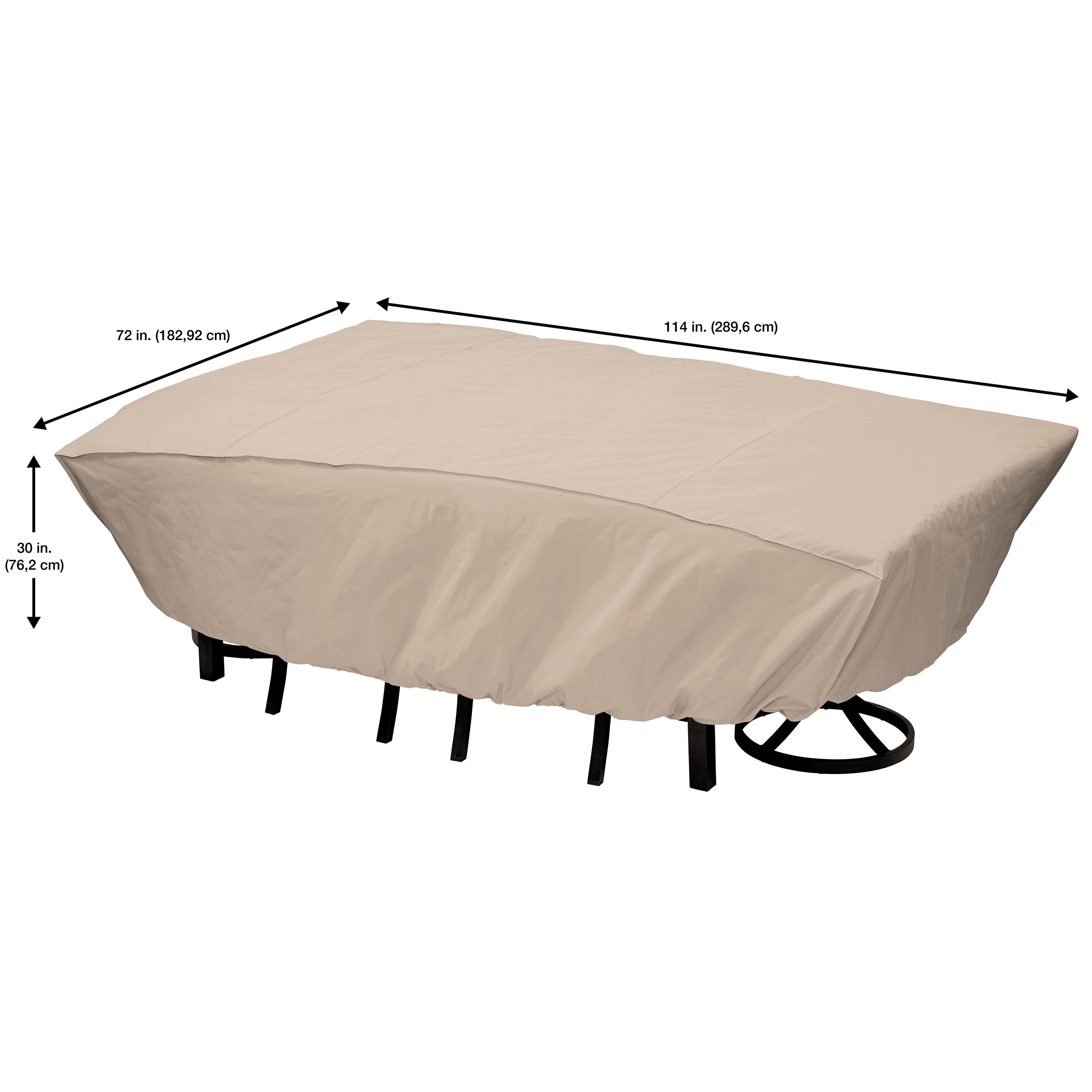 elemental rectangle tan polyester dining set patio furniture cover