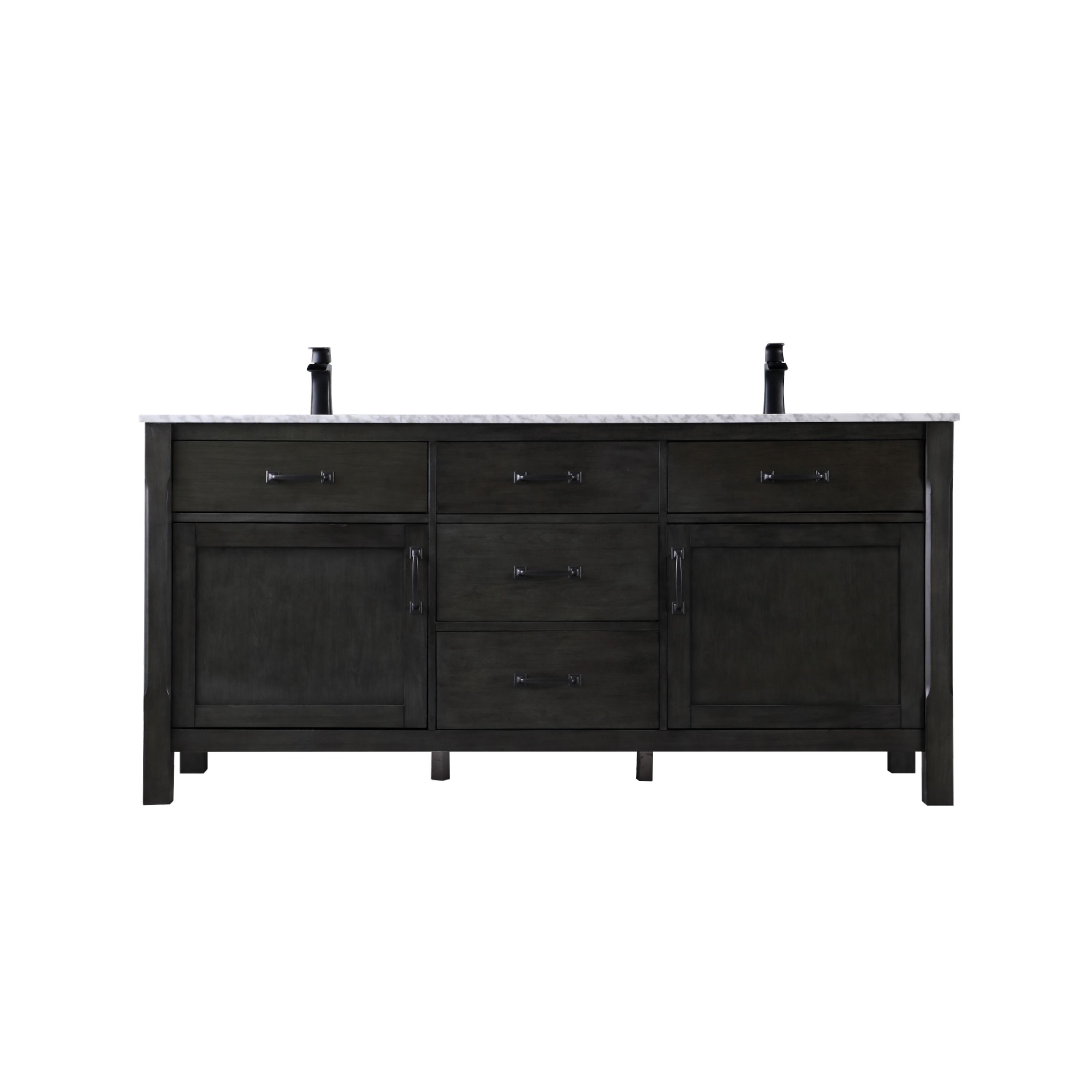 Altair 535072-RL-CA-NM Maribella 72-in Rust Black Undermount Double sink Bathroom Vanity with Carrara White Marble Top