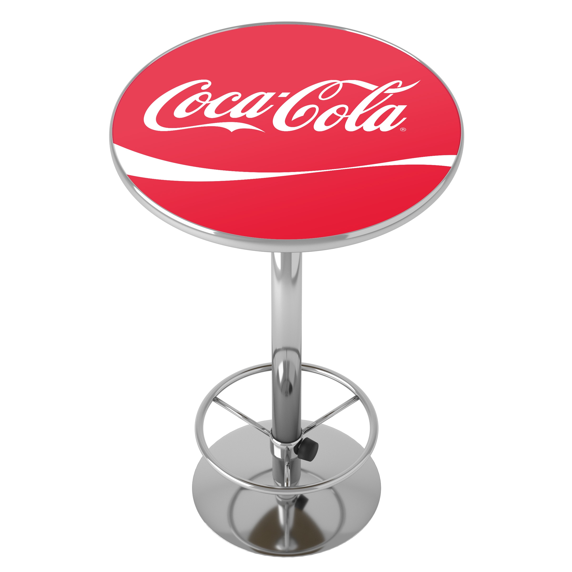 Trademark Gameroom COKE-2000-DR Pub Tables Red Round Traditional Bar Table, Composite with Metal Metal Pedestal Base 27.375-in L x 42-in H