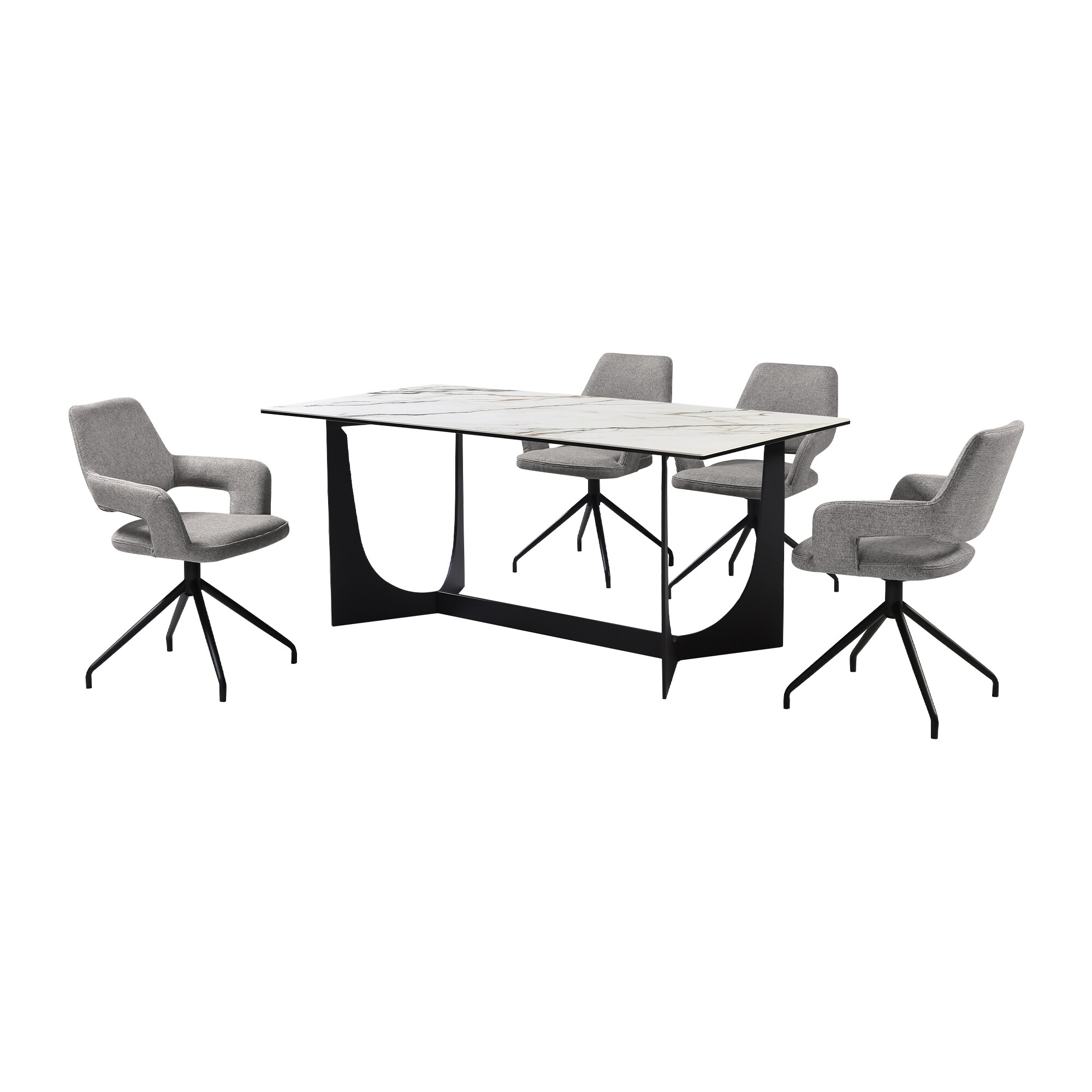 Armen Living SETESPE5GB Matte Black Contemporary/Modern Dining Room Set with Rectangular Table ( Seats 4 )