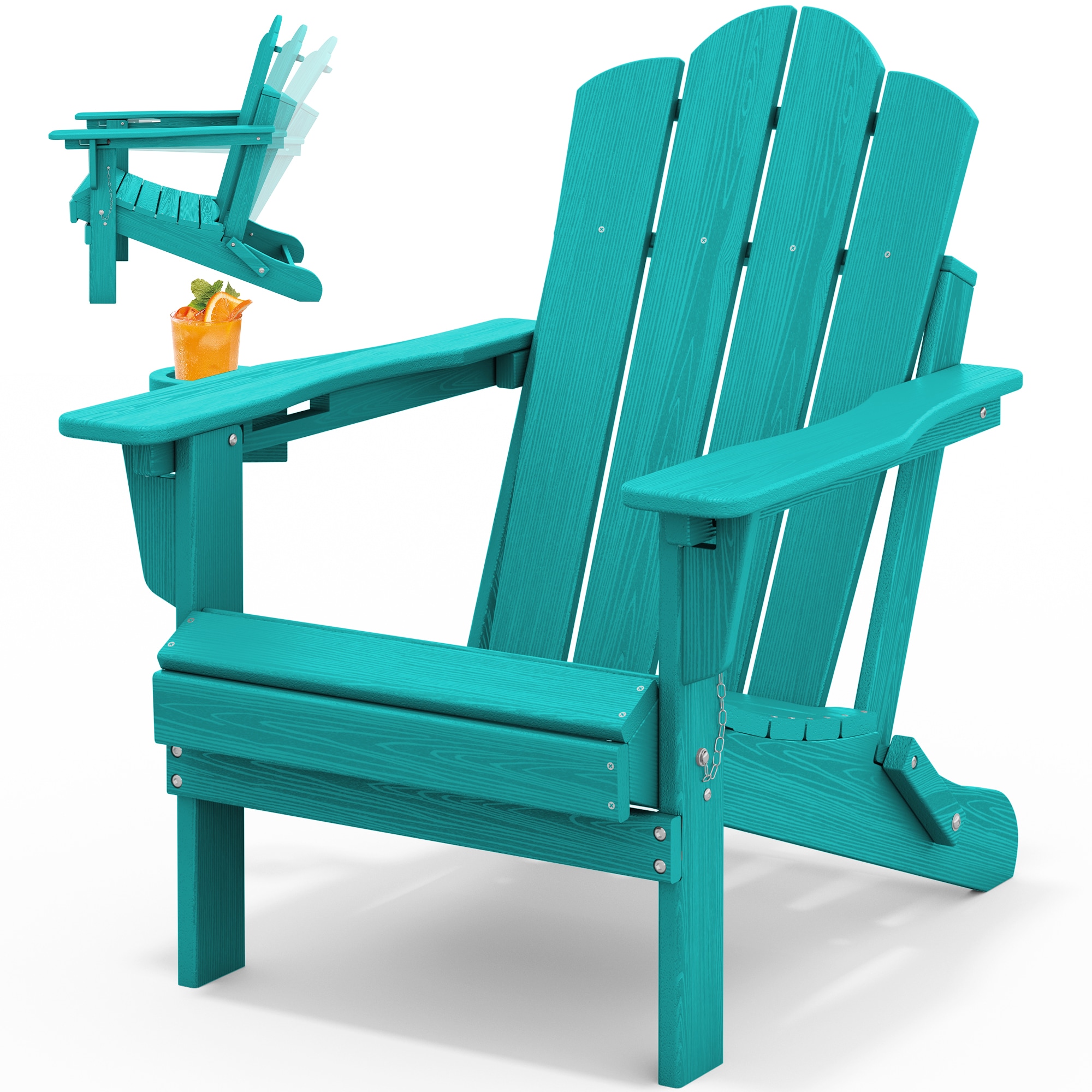 JEAREY TRJCTY-YW HDPE 3-level Adjustable Back Adirondack Chair Tiffany Blue HDPE Frame Stationary Adirondack Chair with Slat Seat