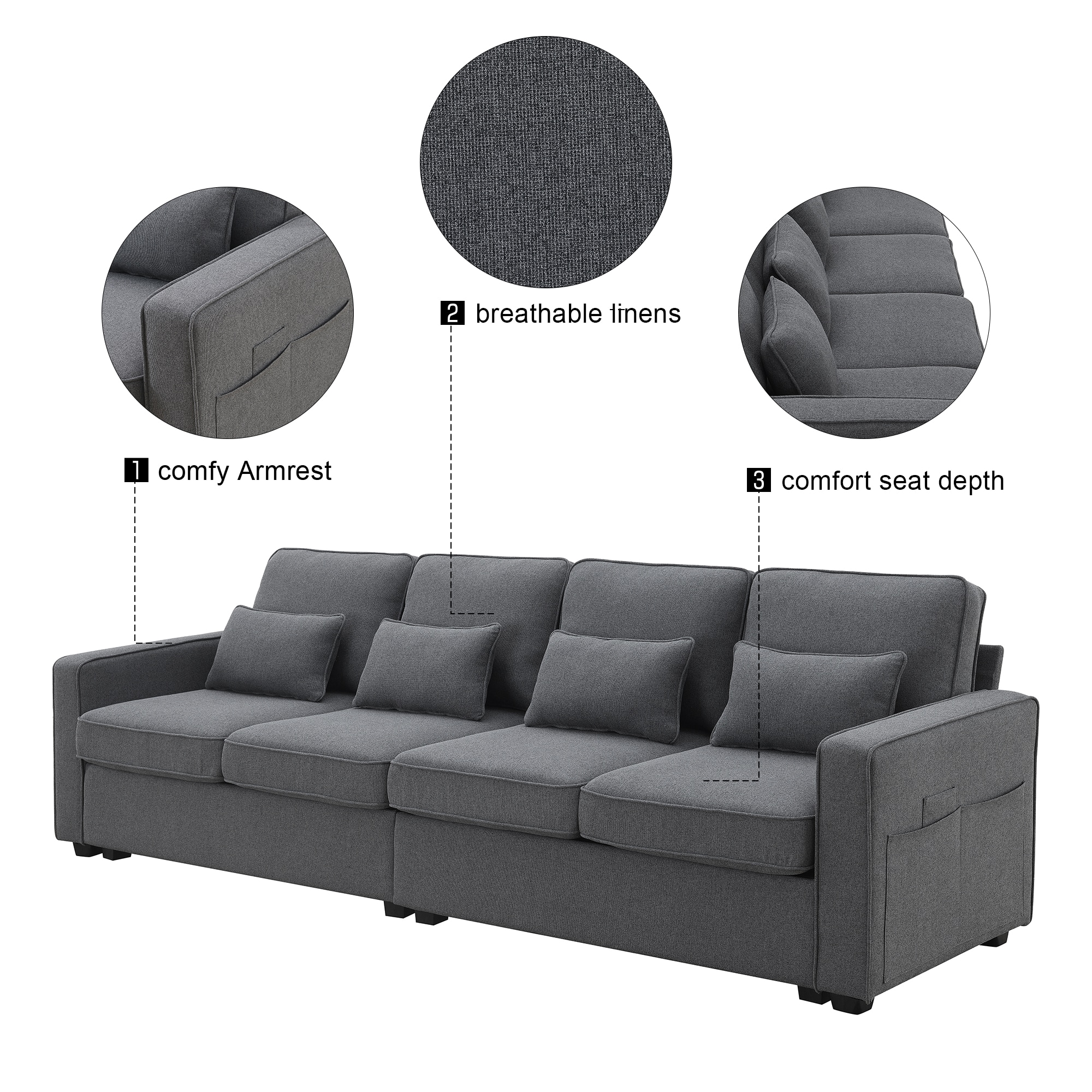 ModernLuxe GS008086AAR Sofas-Loveseats - View #2