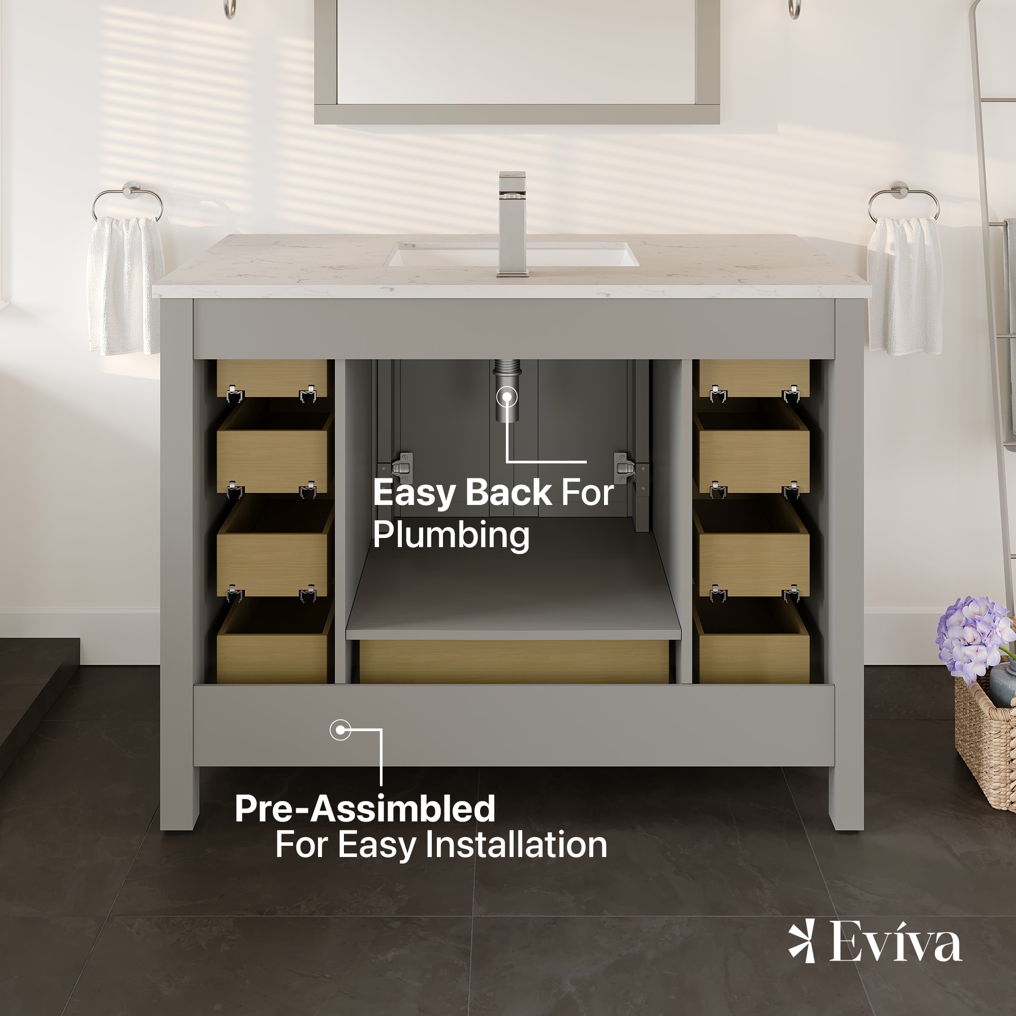 Eviva TVN414-42X18GR-Q Bath-Vanity-Combo - View #6