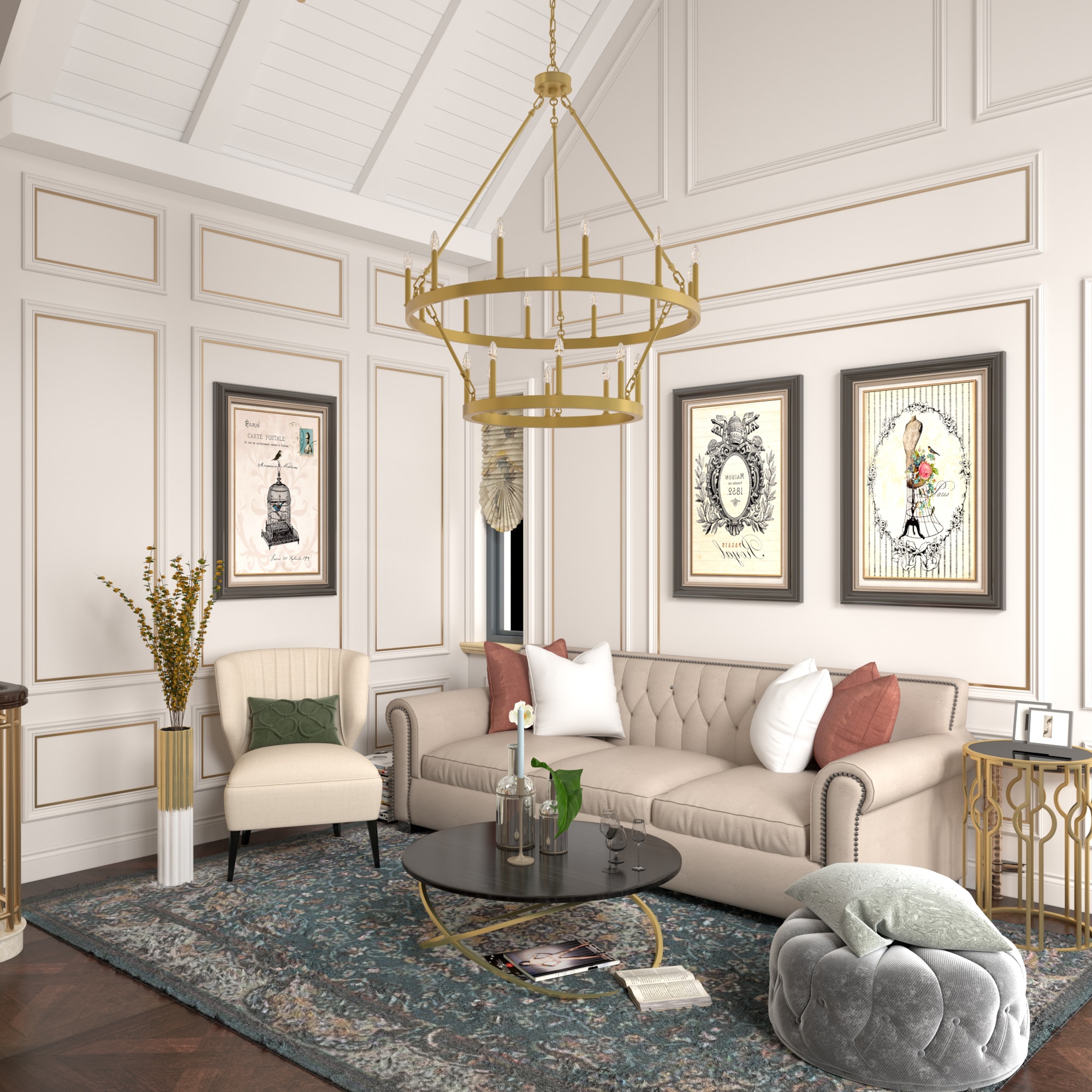 ACROMA Nauvoo 20 -Light Satin Gold Farmhouse Bare bulb For Use in Bedrooms, Dining Rooms, Foyers, Kitchens, Living Rooms Chandelier