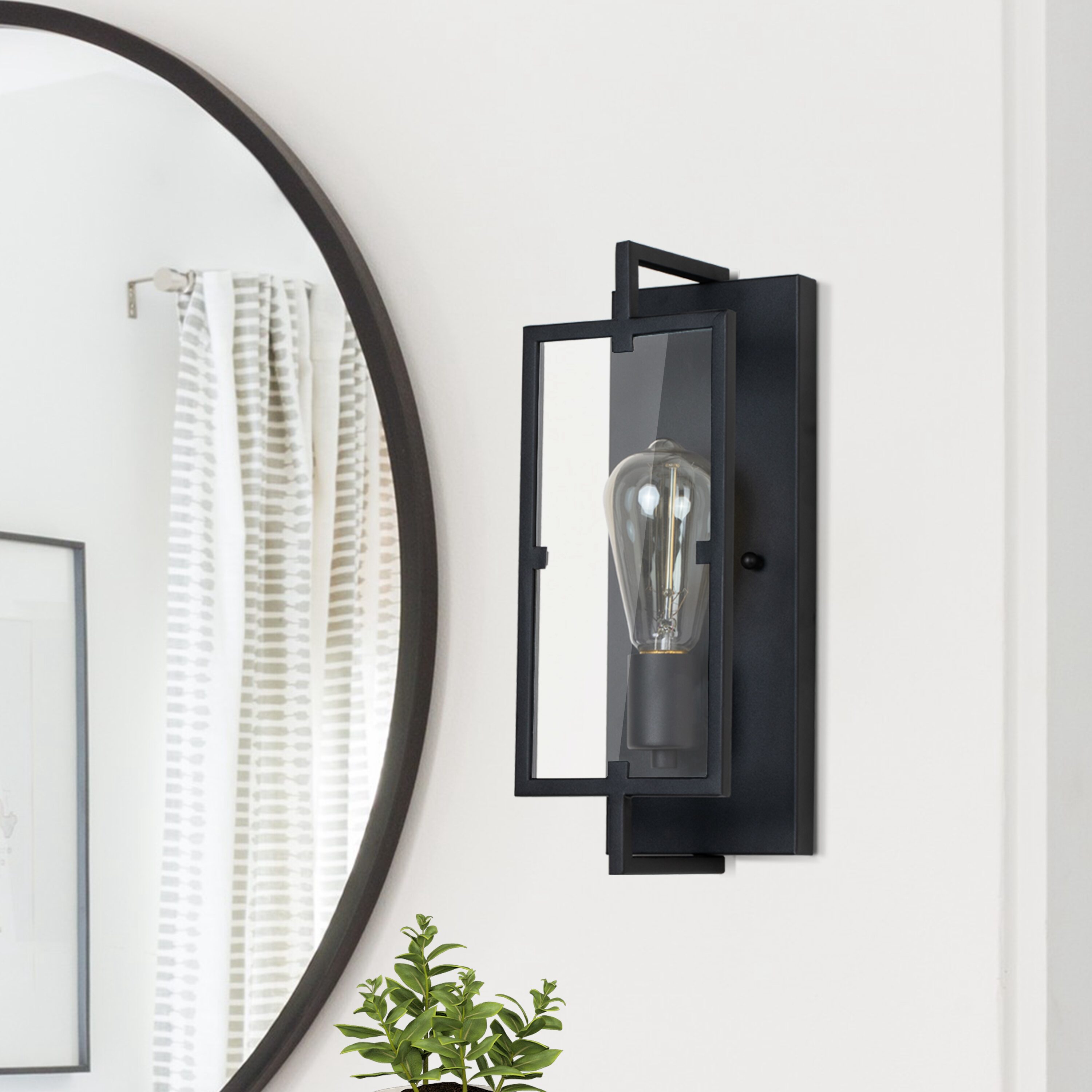 C Cattleya 4.75-in W 1-Light Black Modern/Contemporary Wall Sconce in the Wall  Sconces department at