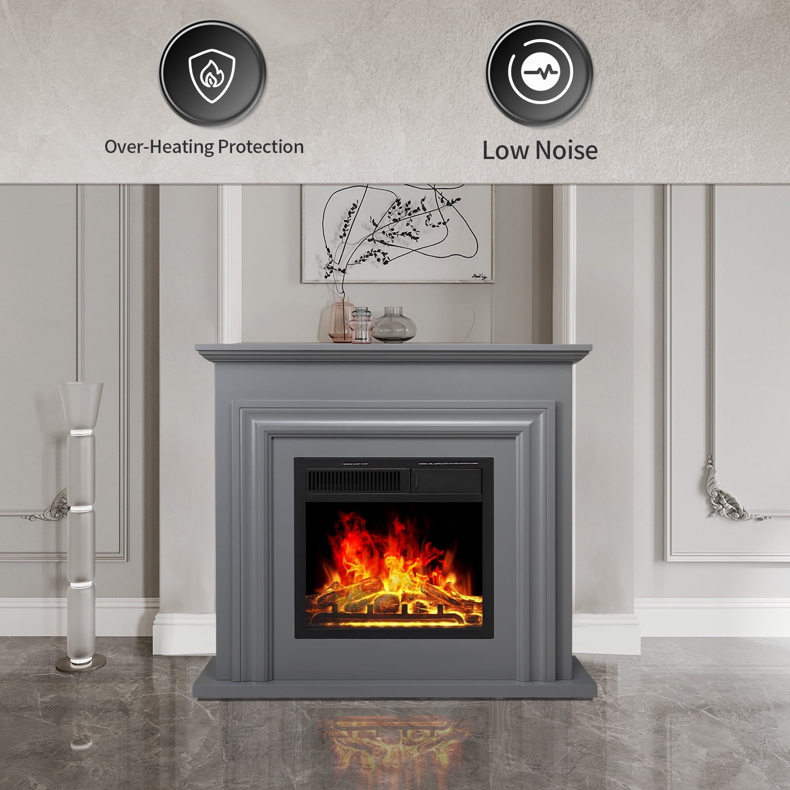 COWSAR M2303-LIGHTOAK Electric-Fireplaces - View #4