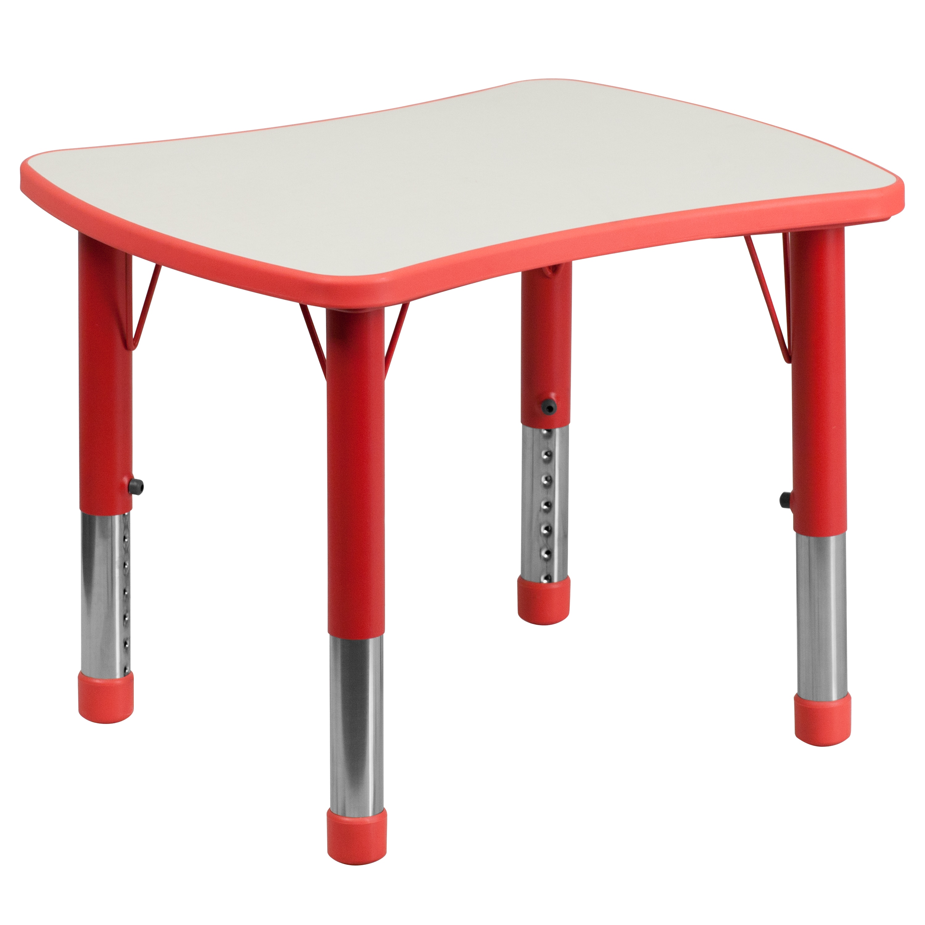 21.875x26.625 Red Plastic Height Adjustable Activity Table