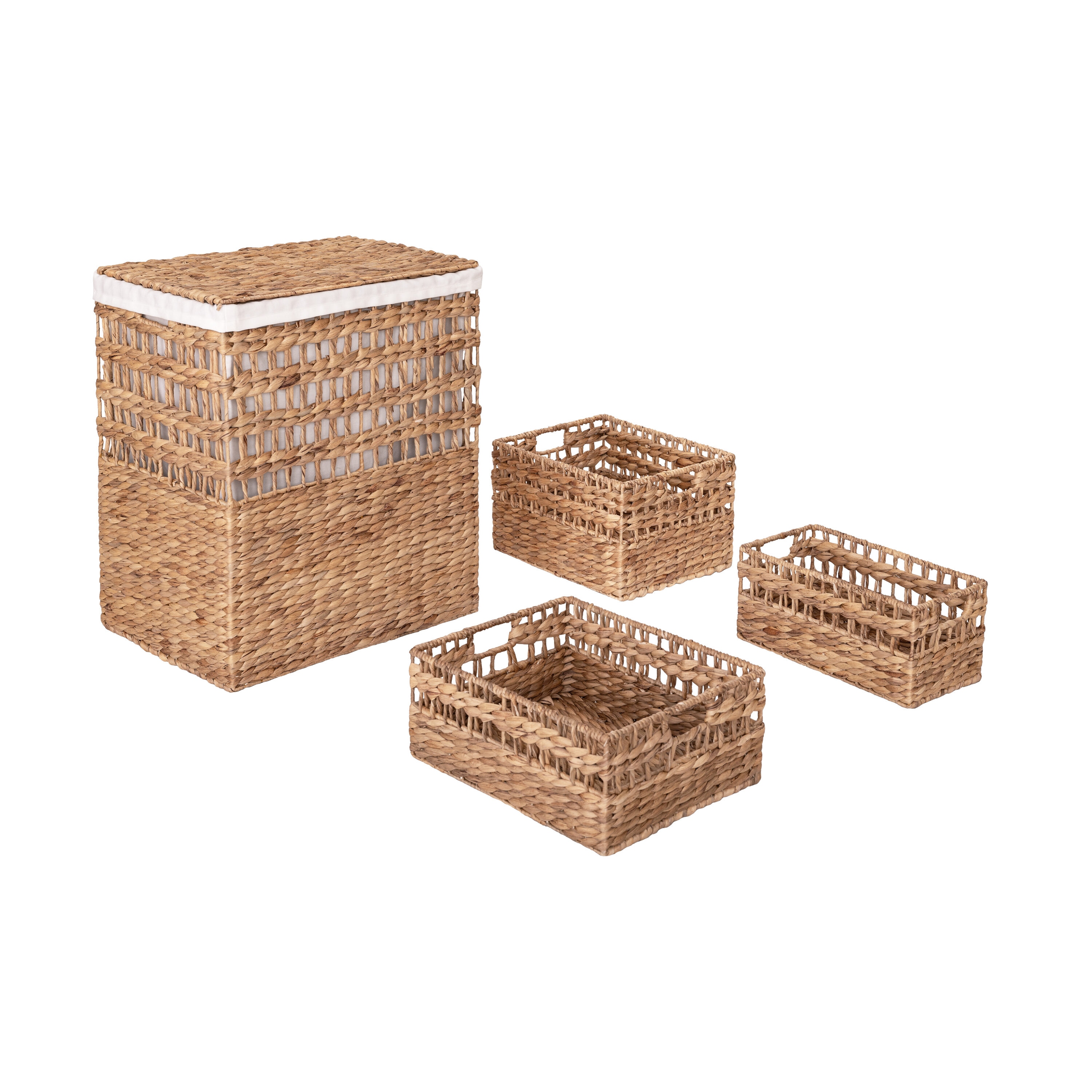 Seville Classics STR06654 28-Gallon Brown Water Hyacinth Hamper and Basket Set