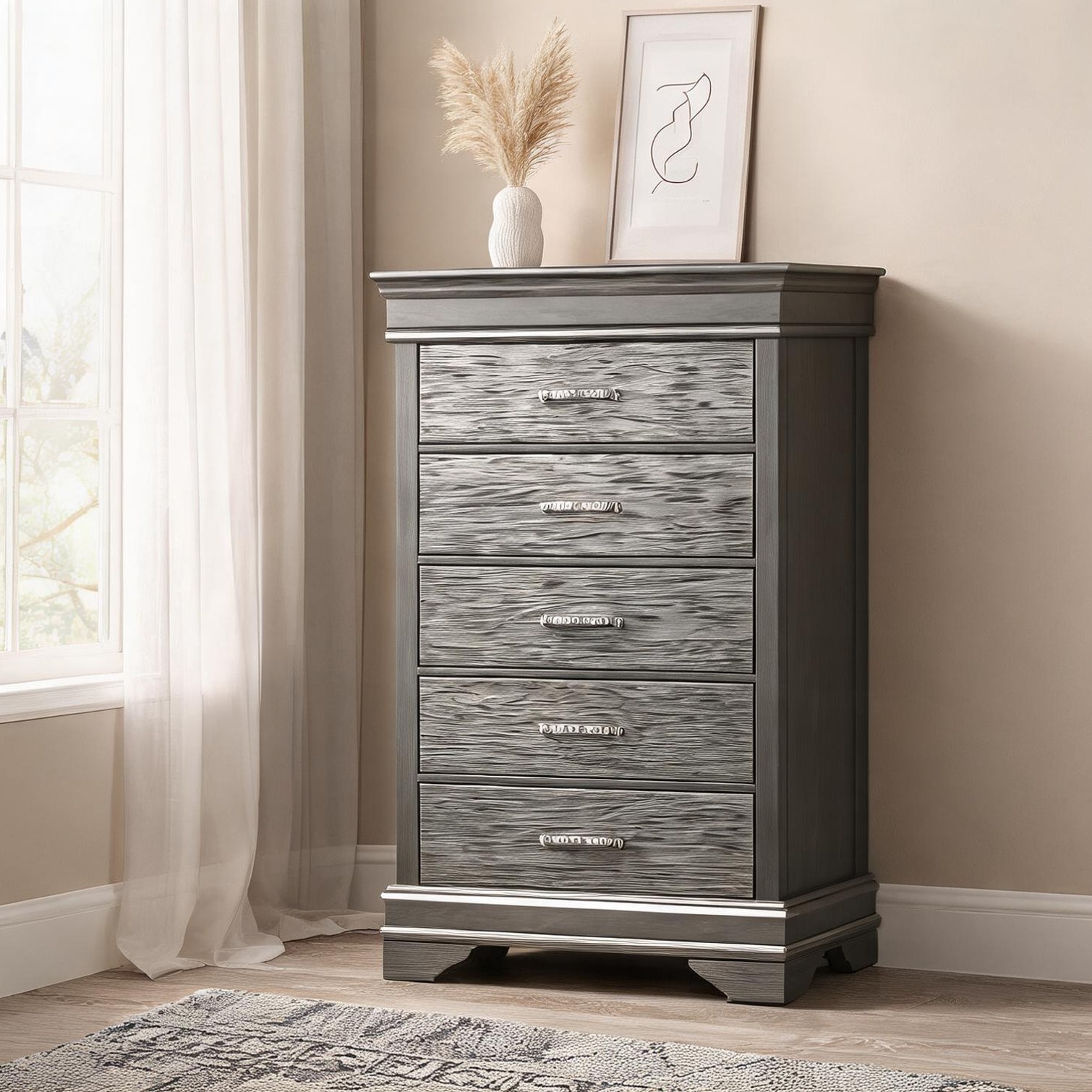 cool grey dresser SUNCREAT Solid Birch Eight-Drawer Double Gray Finish Modern Storage Chest for Bedroom Organization in the Dressers department at Double dresser