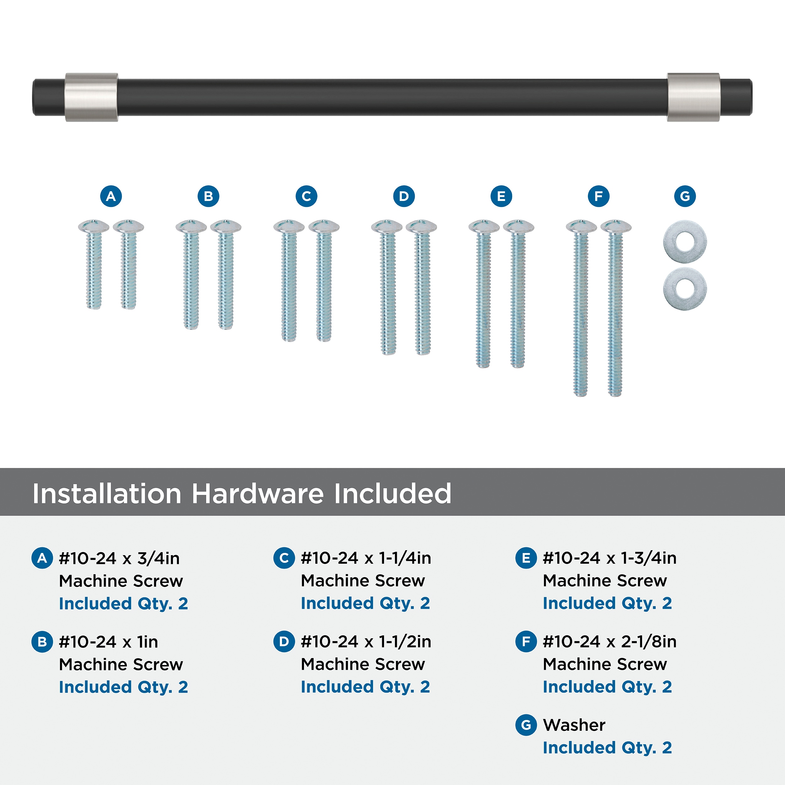 12-Inch Matte Black and Satin Nickel Modern Appliance Pull