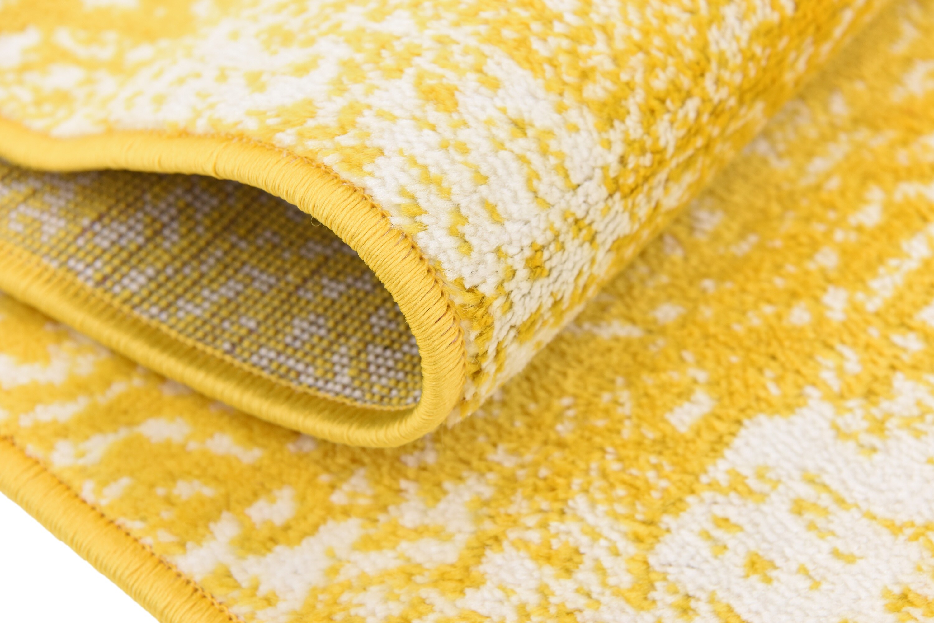 Unique Loom 3138715 Grand Sofia 2 x 6 (ft) Loomed Polypropylene Yellow/White Rectangular Indoor Geometric Vintage Runner rug