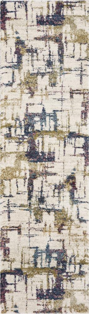 KAS Rugs Hue 2 x 8 Shag Ivory Indoor Abstract Industrial Runner Rug at ...