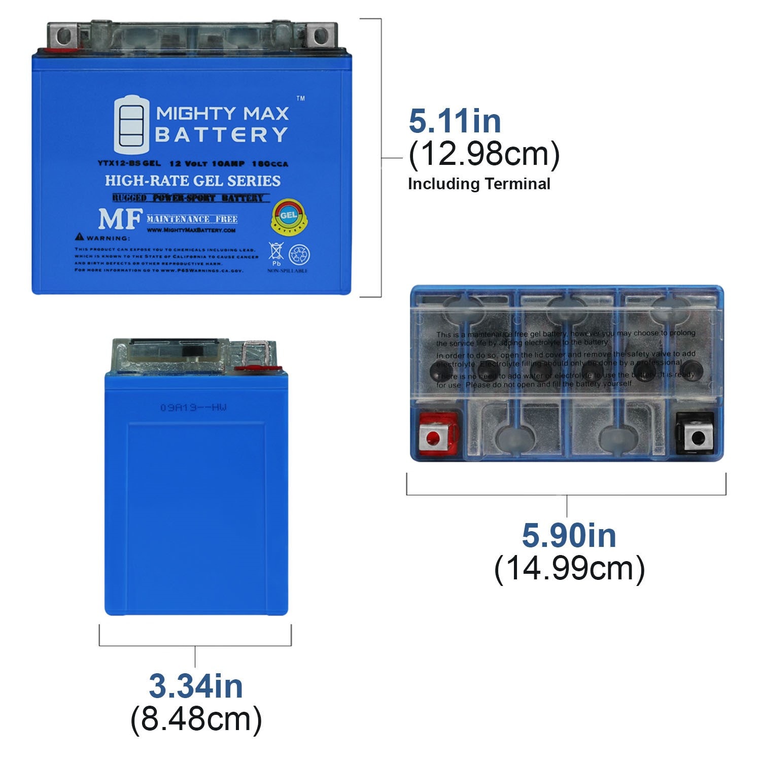 MIGHTY MAX BATTERY 12V 190CCA GEL Battery For Suzuki GSXR, 50% OFF