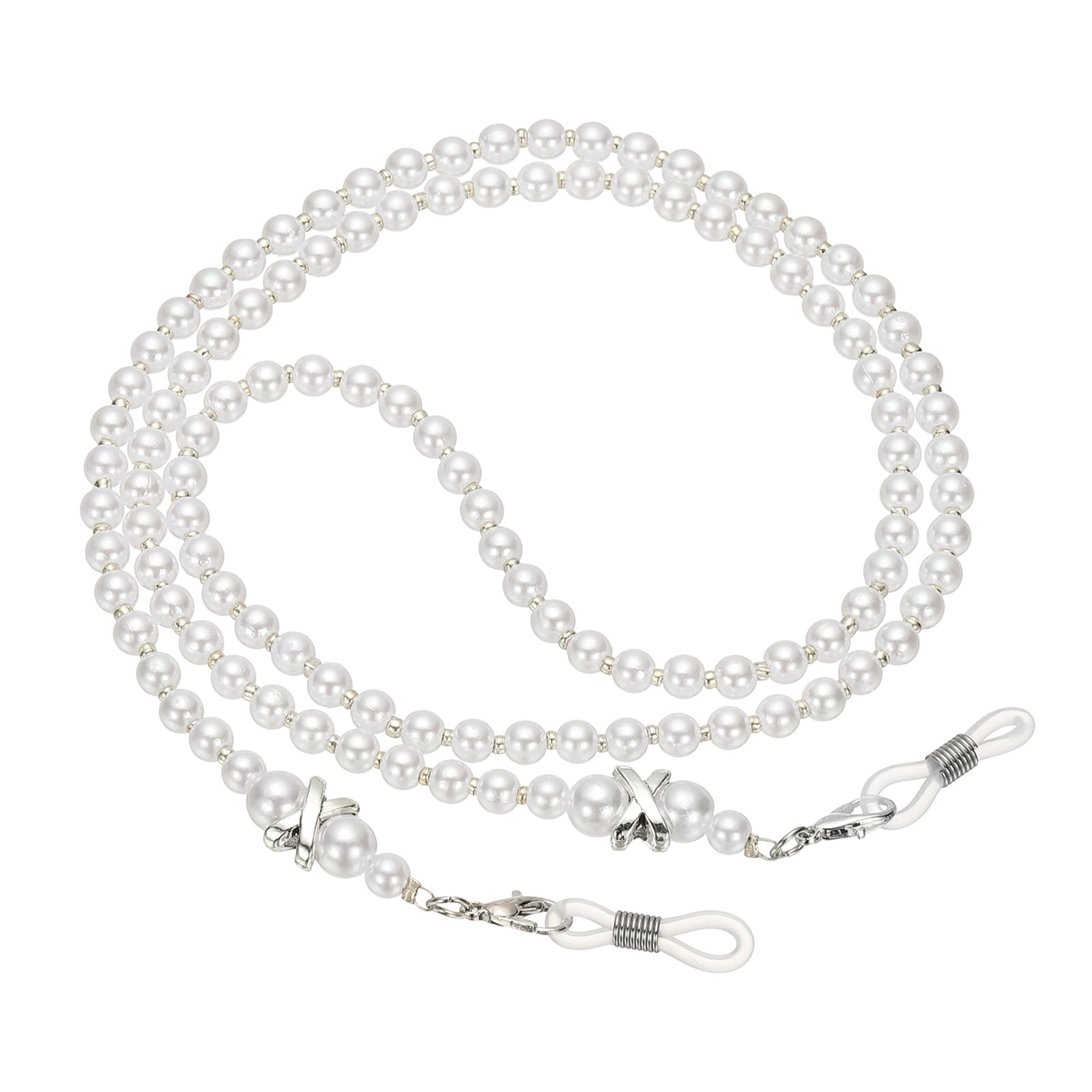 PATIKIL Eye Glasses Holders Around Neck White Pearl Eyeglasses Strap Fashion Stylish Beaded Lanyard Glasses Chain for Women Sunglasses Old Lady Glass