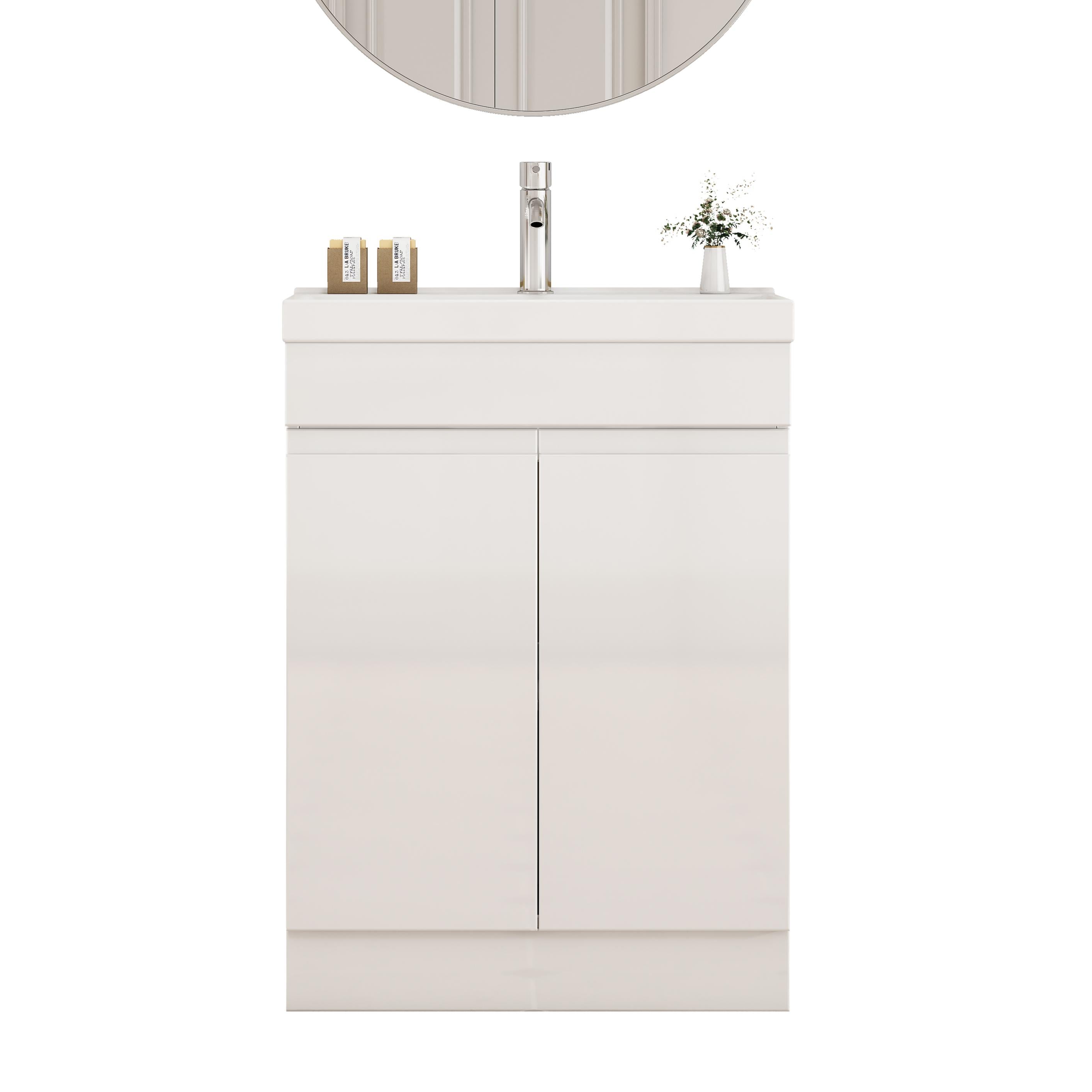 BEARSOLIM 24-in Bathroom Vanity with Ceramic Sink 2 Doors with Shelf Soft Close Bathroom Cabinet