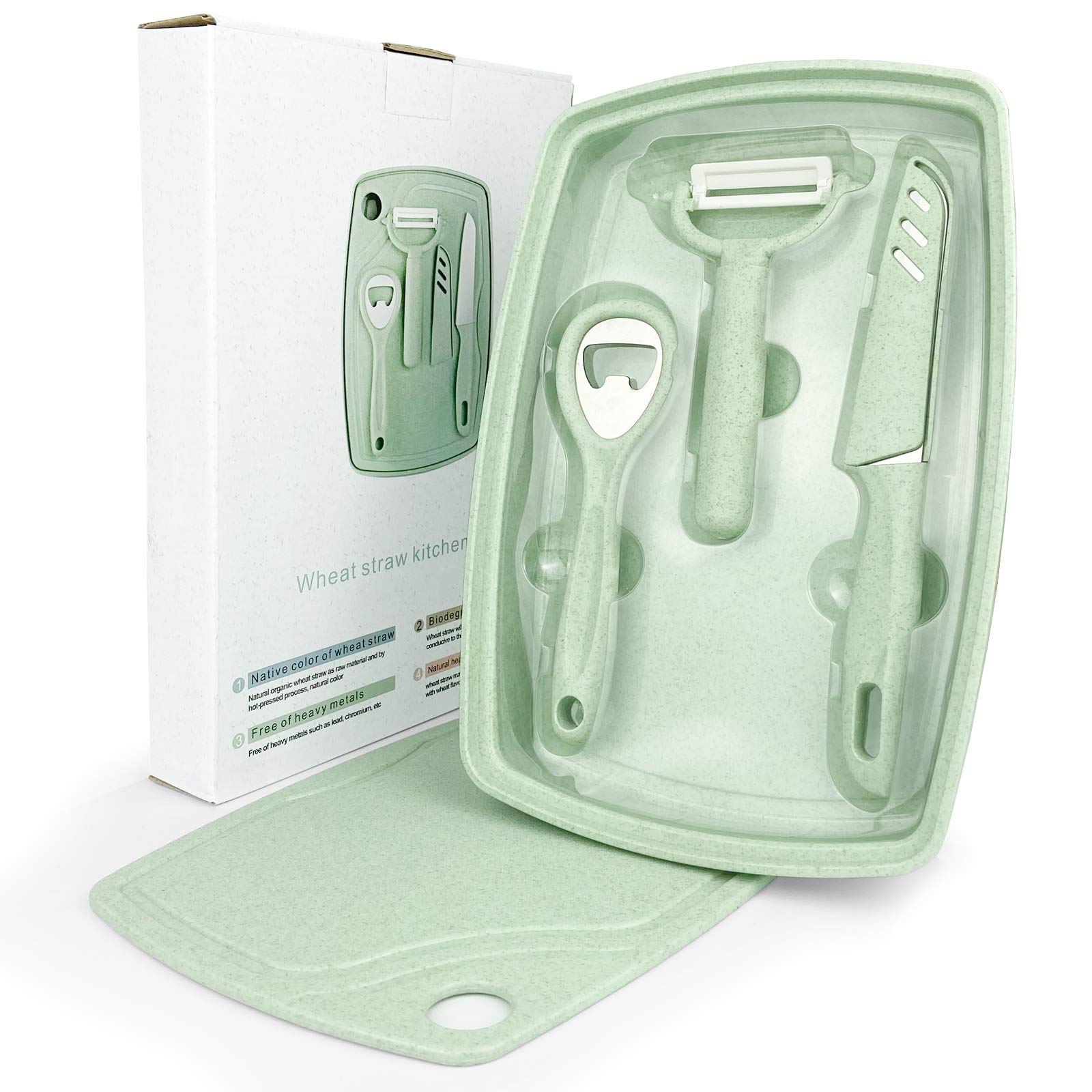 DHMHD  5 In1 Camping Cutting Board Set with Bottle Opener Peeler Kitchen Knife Serving Tray Dishwasher Safe Lightweight durable