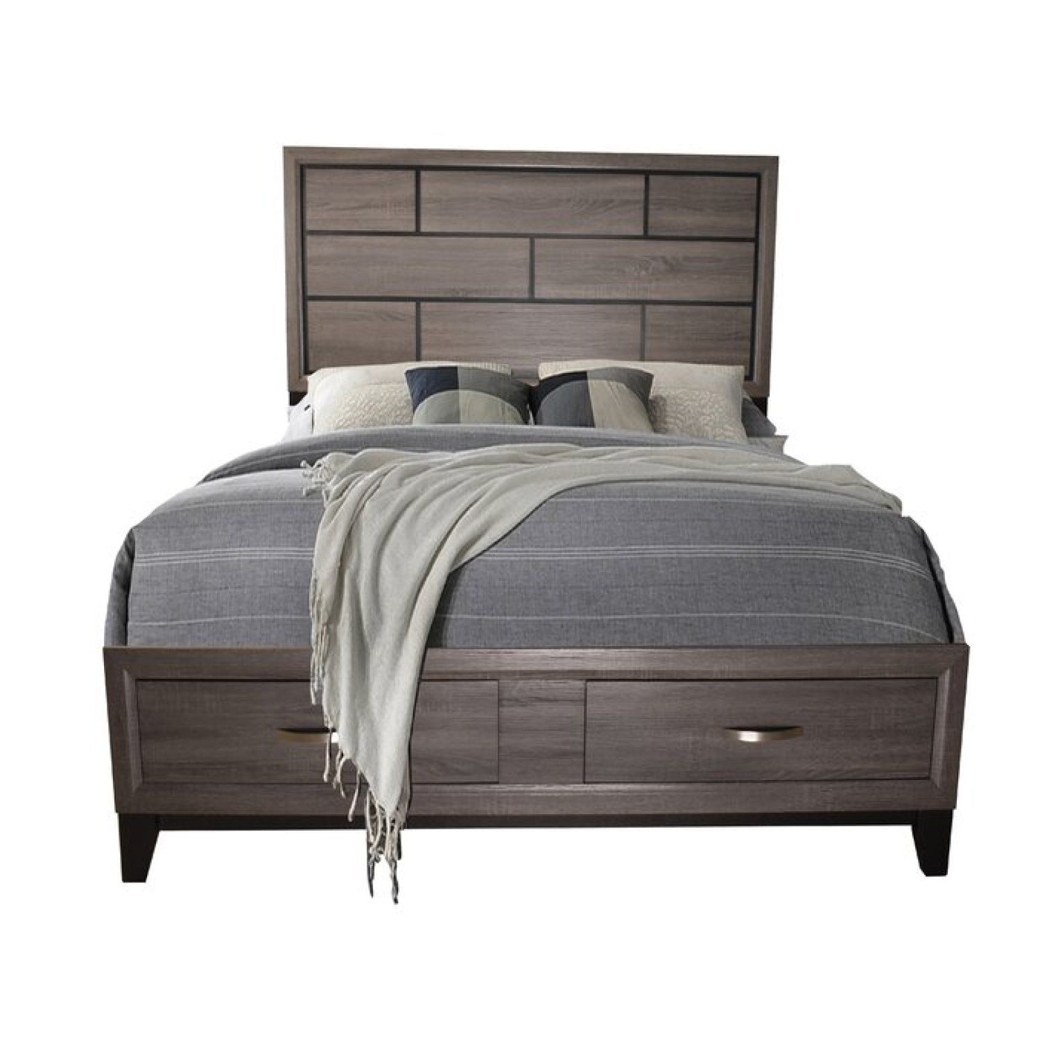 JASMODER 808857775122 Gray King Composite Platform Bed