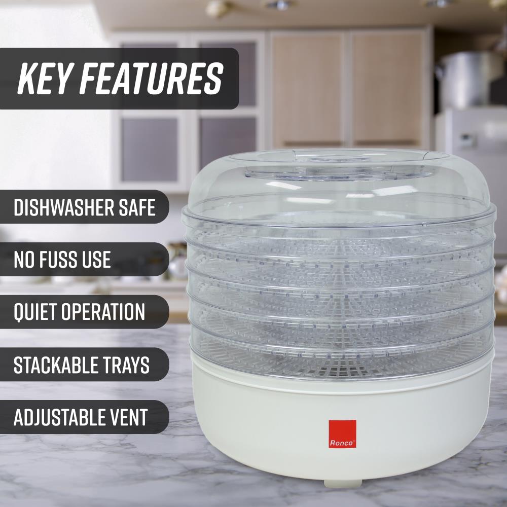 Elite Gourmet 5-Tray Stainless Steel Food Dehydrator, Adjustable Temp, UL  Safety Listed, Dishwasher-Safe Parts