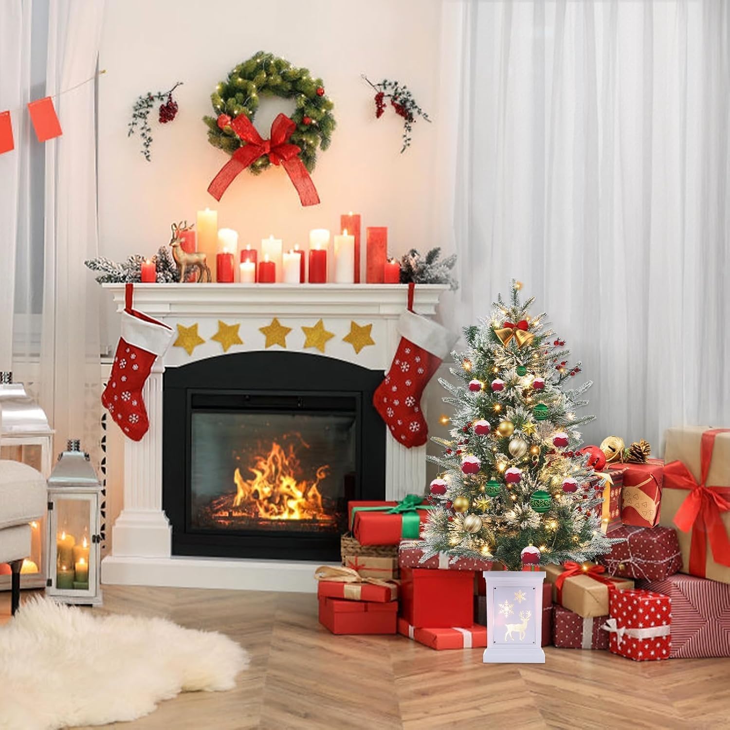 Der Rose 3FT -A 1PC Snow Flocked Christmas Tree Small Artificial ...