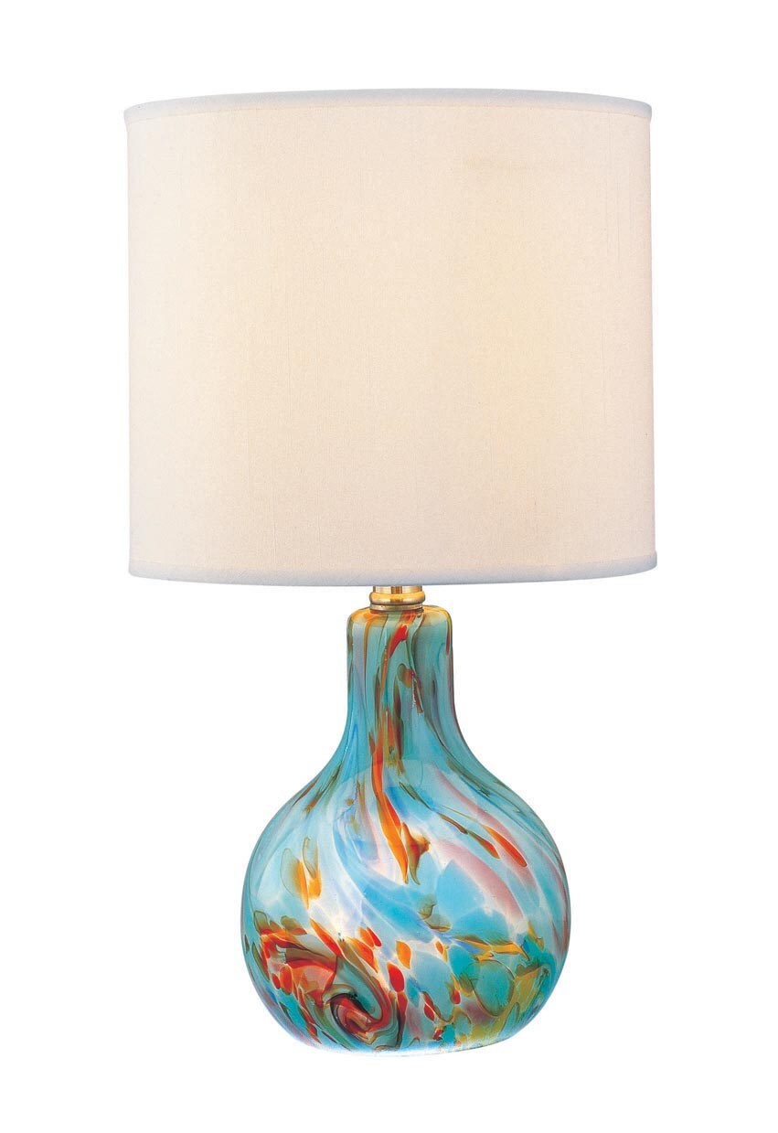Lite Source LS-20073AQUA 13.8-in Aqua/Turquoise 3-way Table Lamp with Fabric Shade