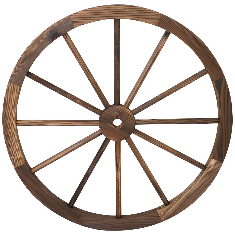 Natural Fir Wood Rustic Wagon Wheel Decor, 30-Inch